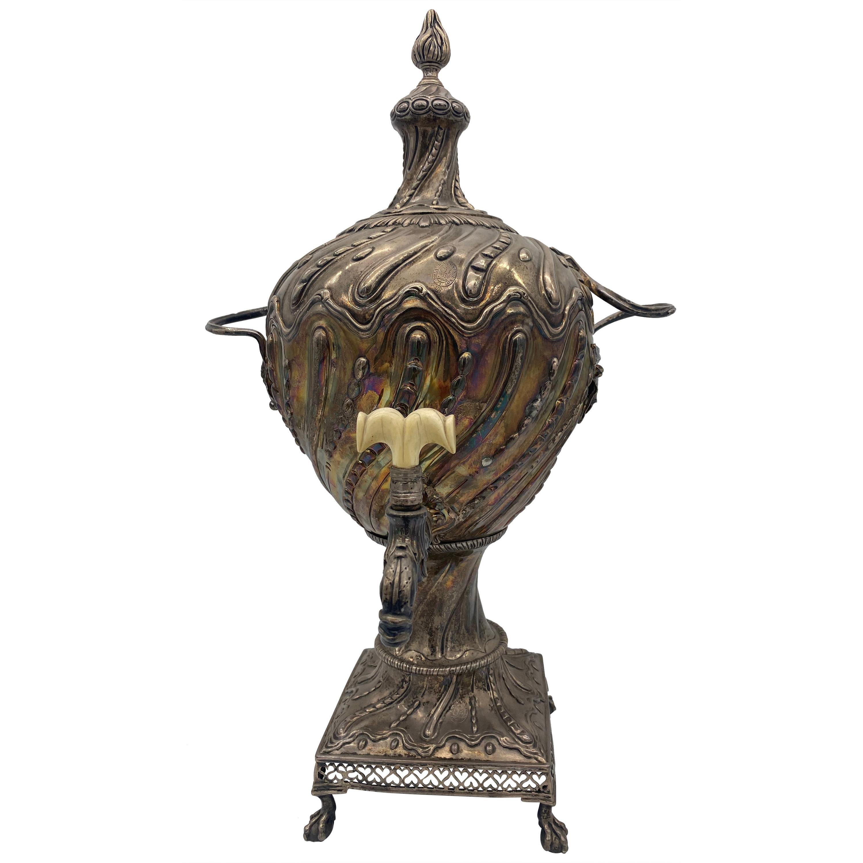 18th Century Antique 20'' Sterling Silver Water Urn For Sale
