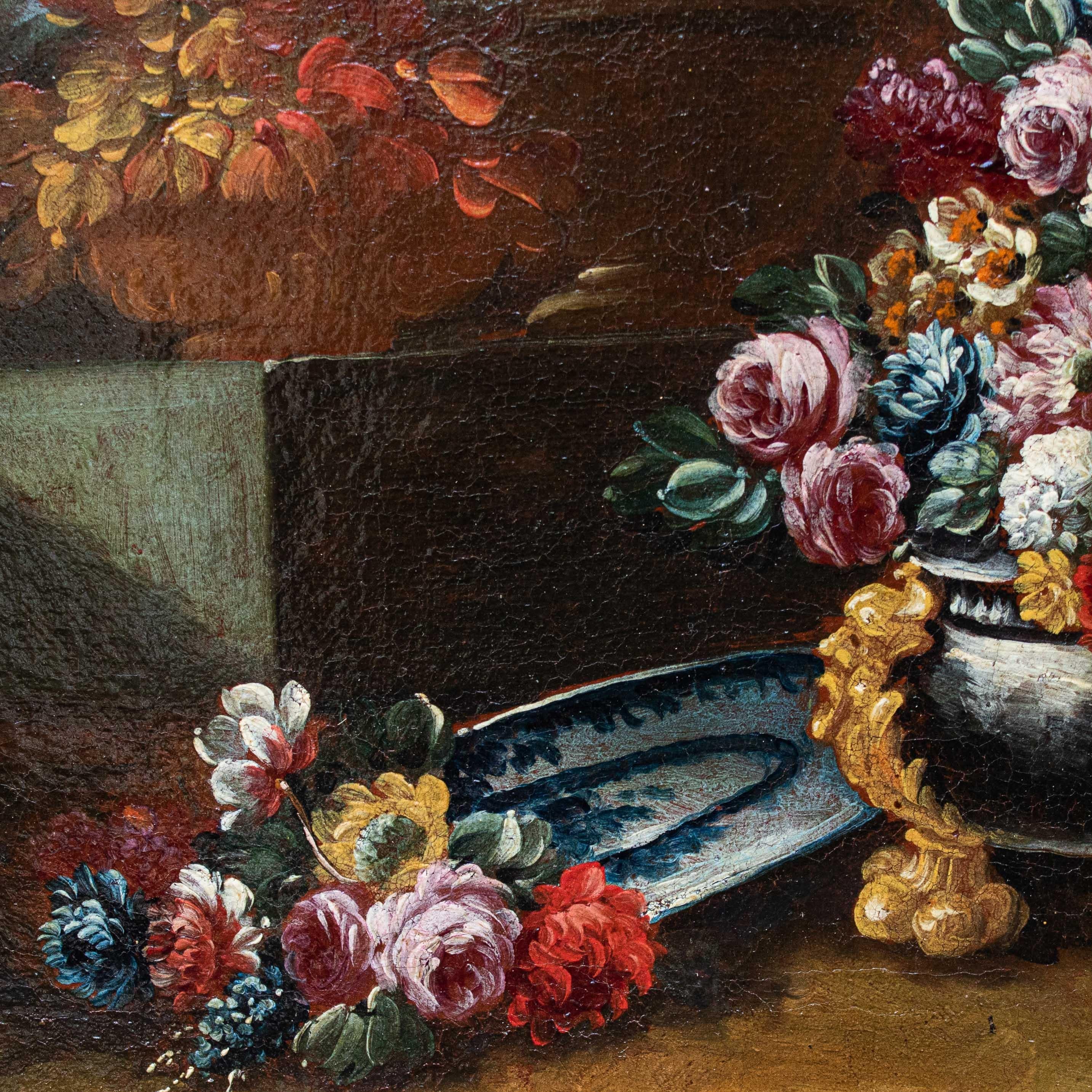 Oiled 18th Century Still Life with Flower by Giacomo Nani Naples Old Masters