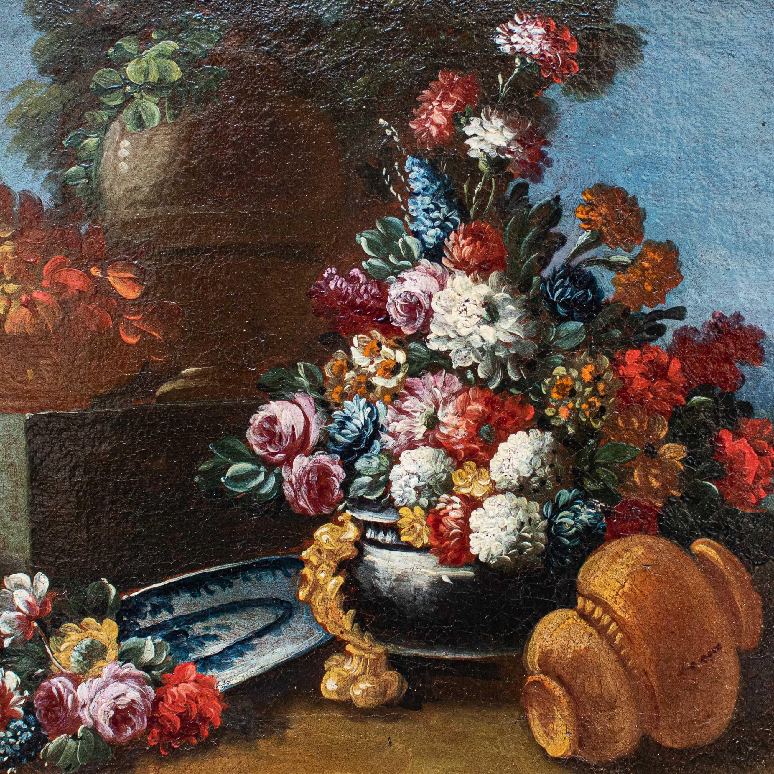 18th Century and Earlier 18th Century Still Life with Flower by Giacomo Nani Naples Old Masters