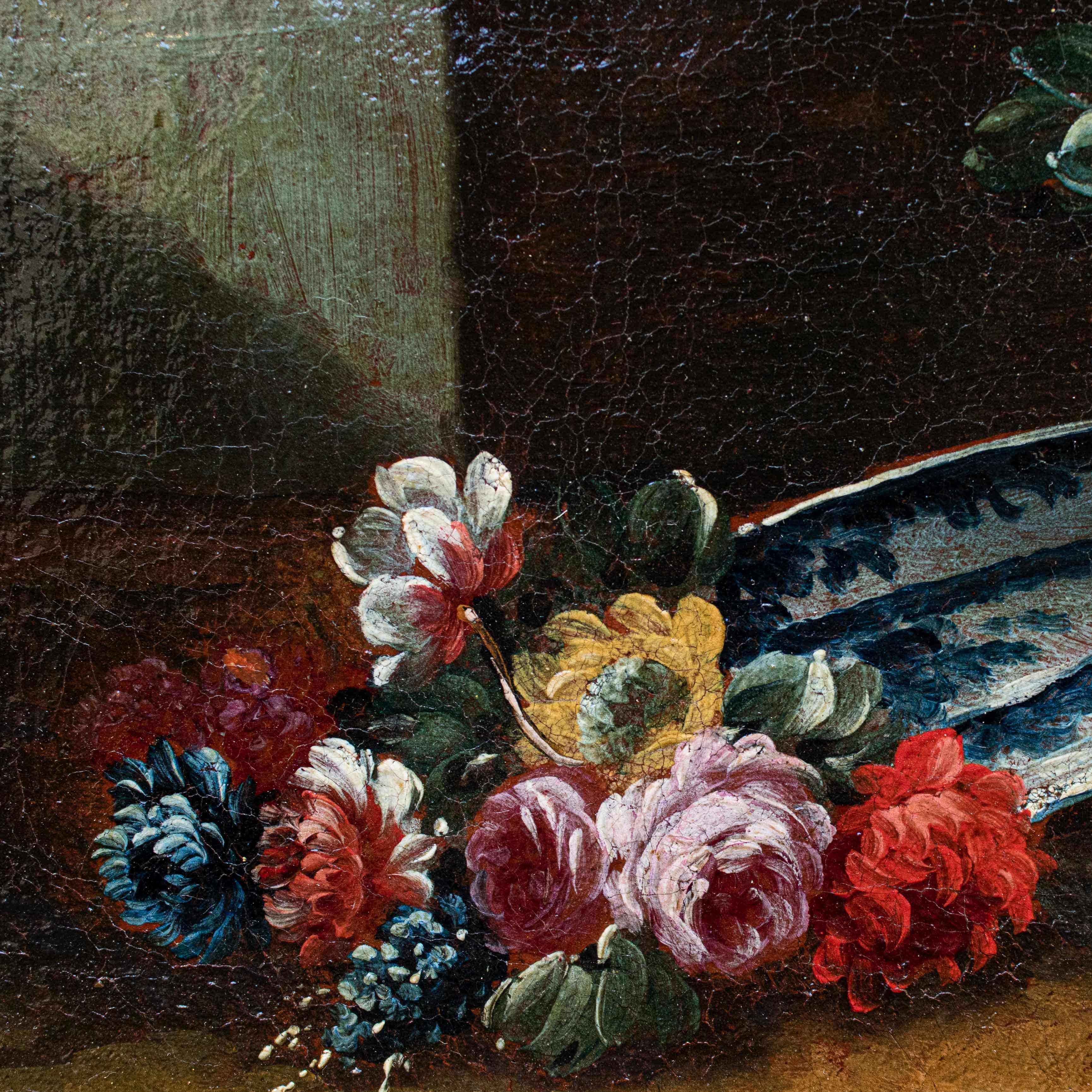 Canvas 18th Century Still Life with Flower by Giacomo Nani Naples Old Masters