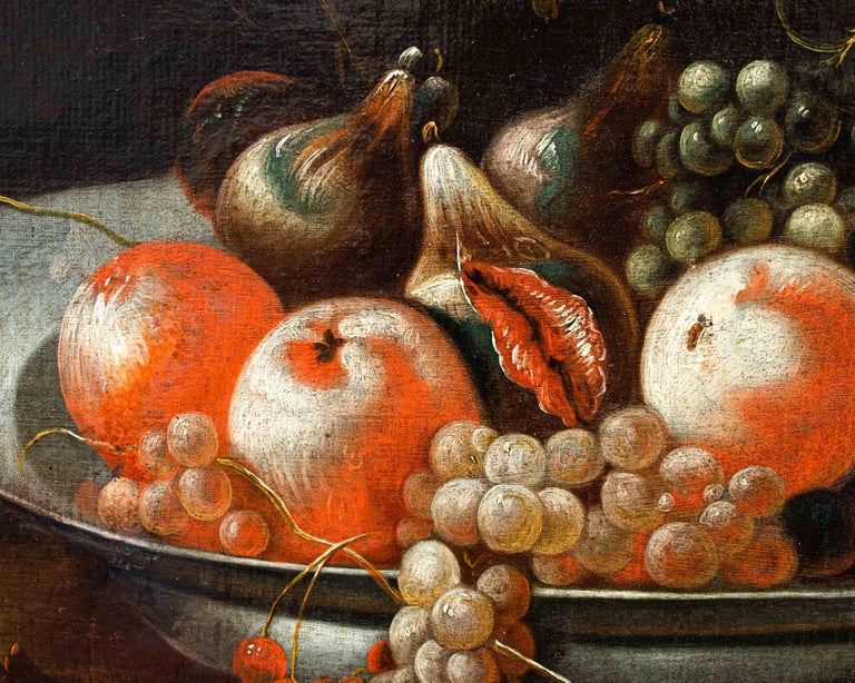 18th Century Still Life with Fruit and Rabbit Painting Oil on Canvas In Good Condition For Sale In Milan, IT