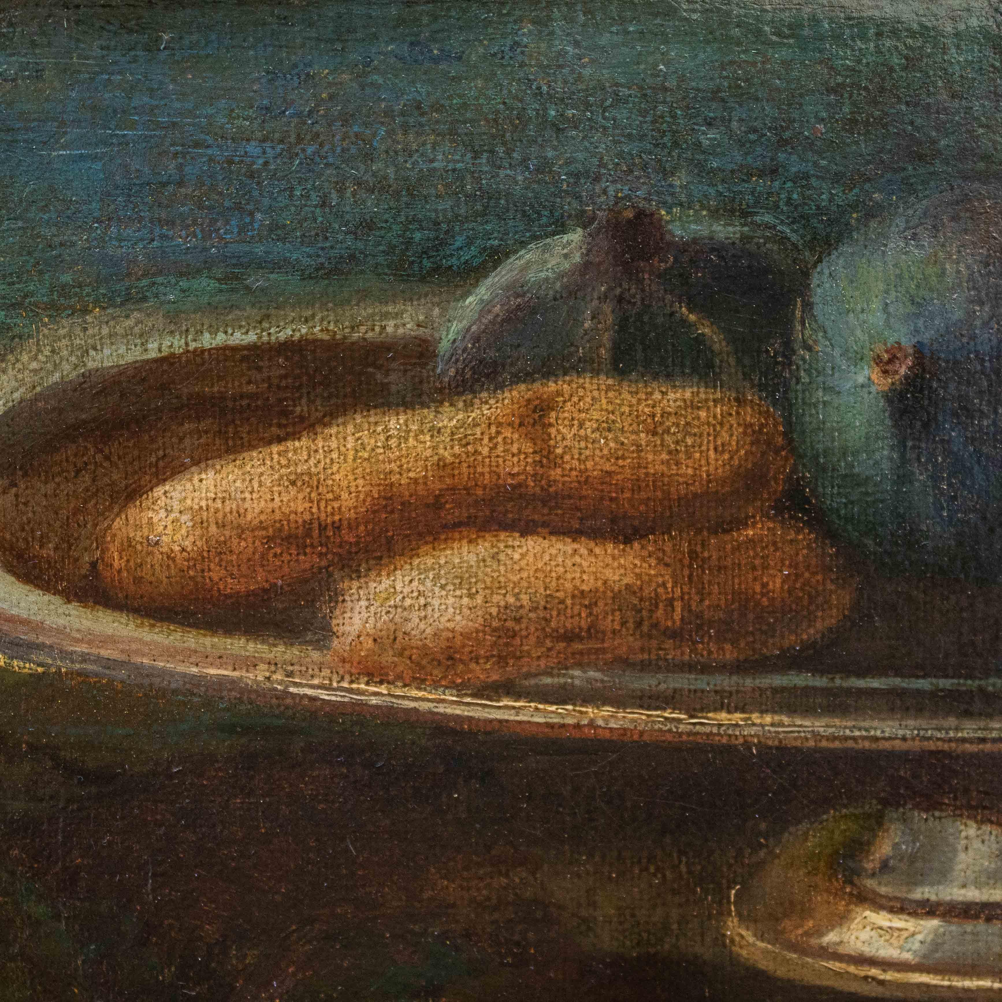 Nature morte du XVIIIe siècle avec fruits et biscuits Huile sur toile en vente 1