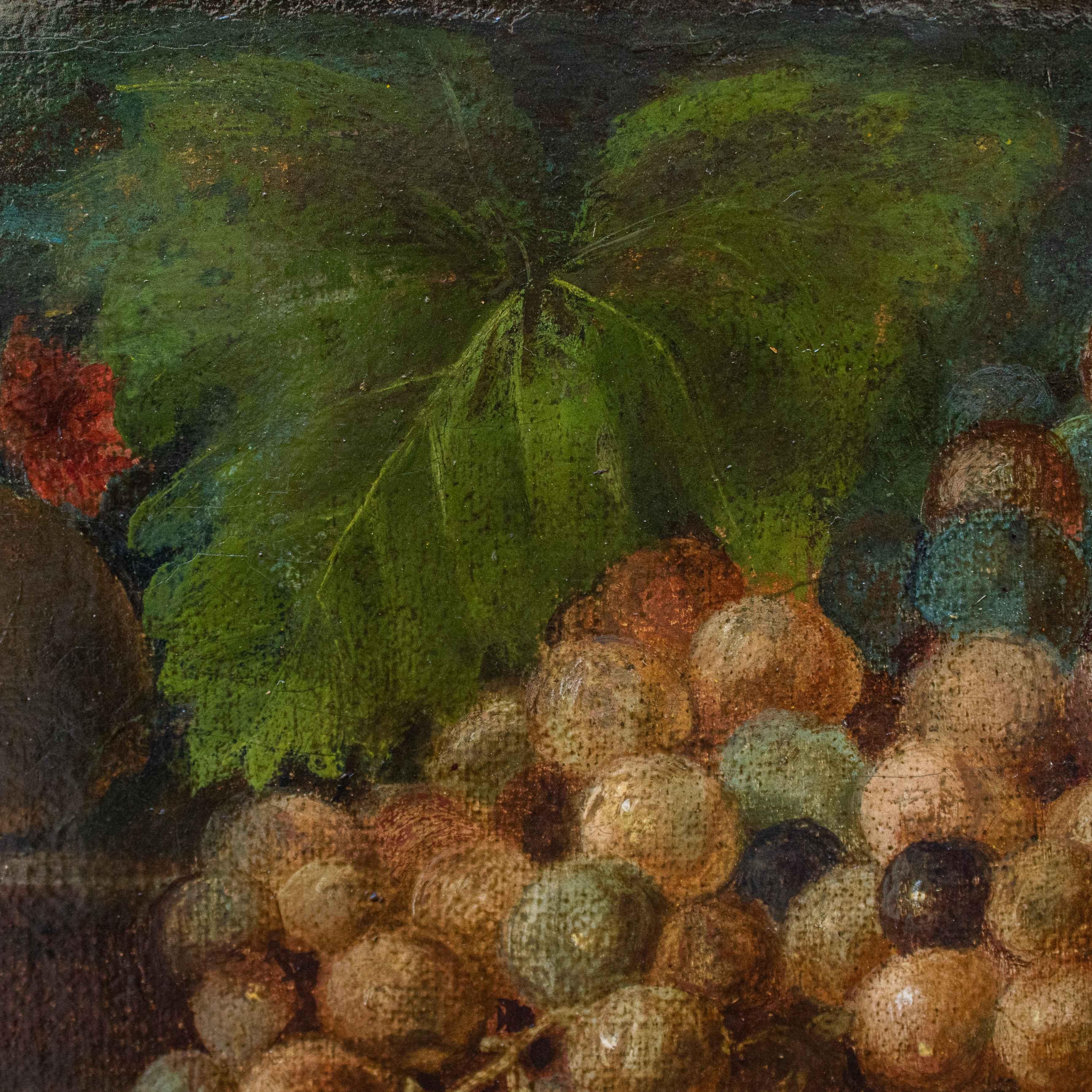 Nature morte du XVIIIe siècle avec fruits et biscuits Huile sur toile en vente 3