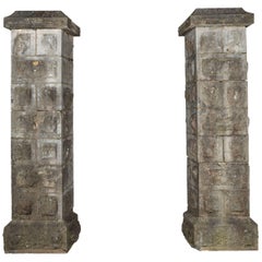 18th Century Stone Block Driveway Gate Posts Piers