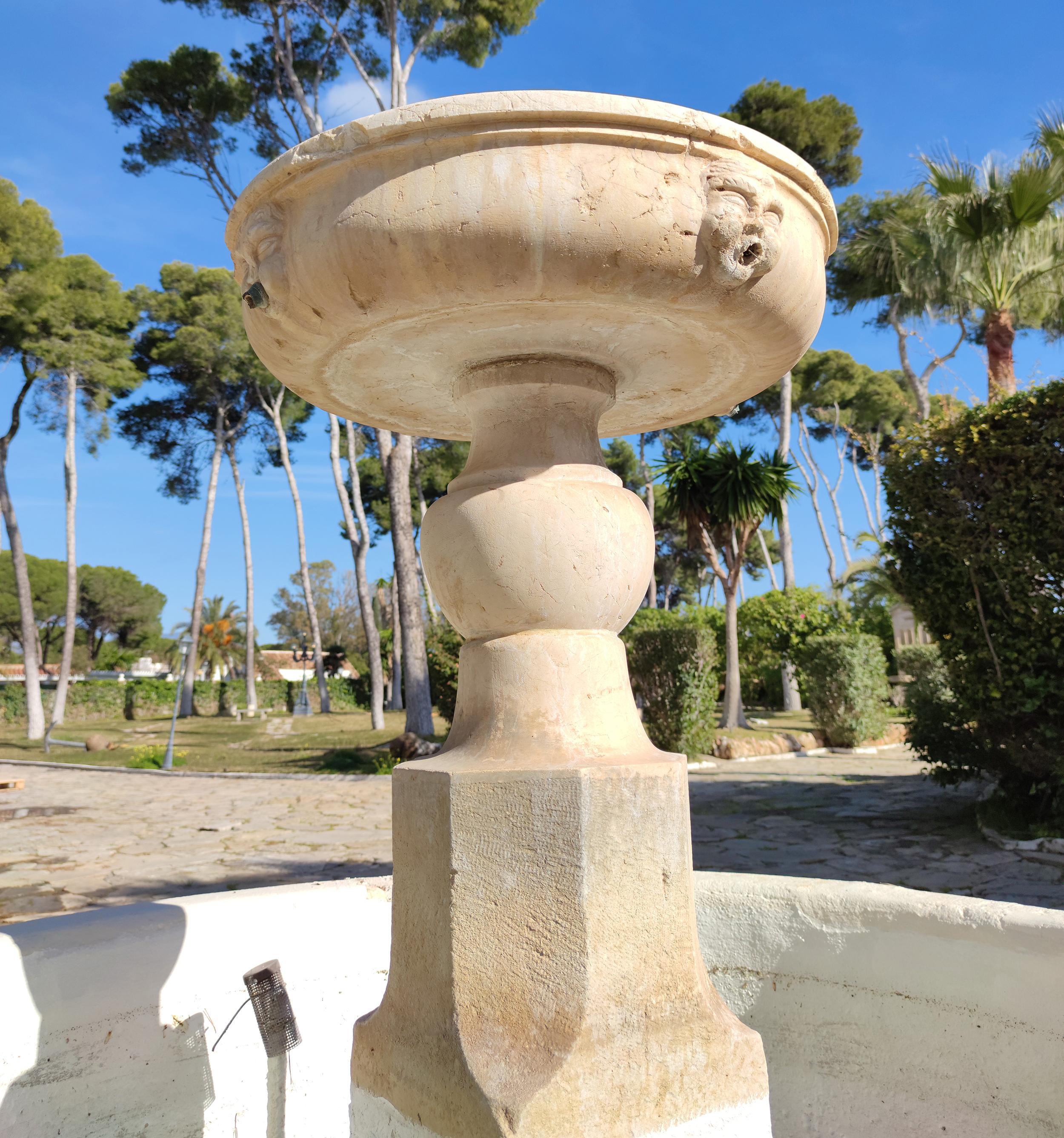 Hand-Carved 18th Century Stone Fountain and Pool Surround