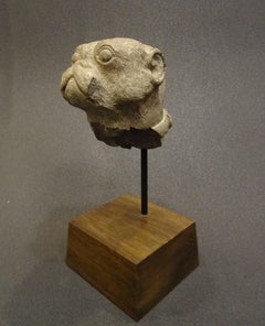 18th  Stone Head Carlino Dog  England in a Wrought Iron Base