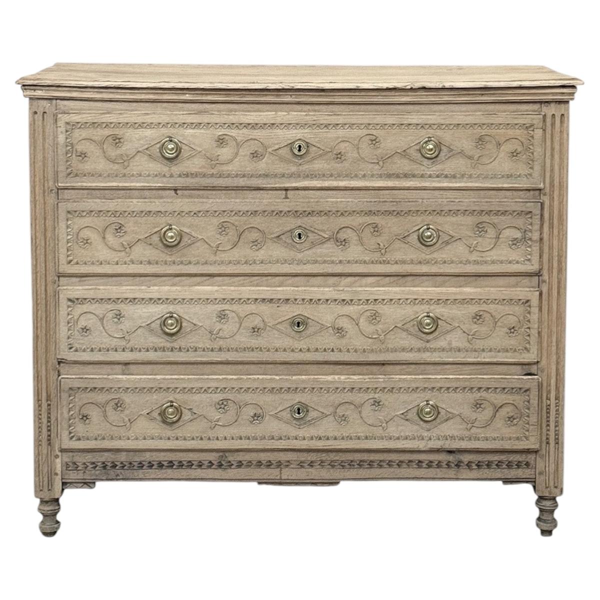 18th Century Stripped Oak Commode from Herve in Brittany For Sale