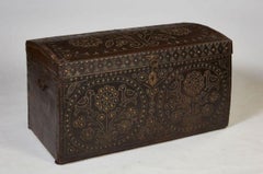 18th Century Studded Leather Travel Trunk