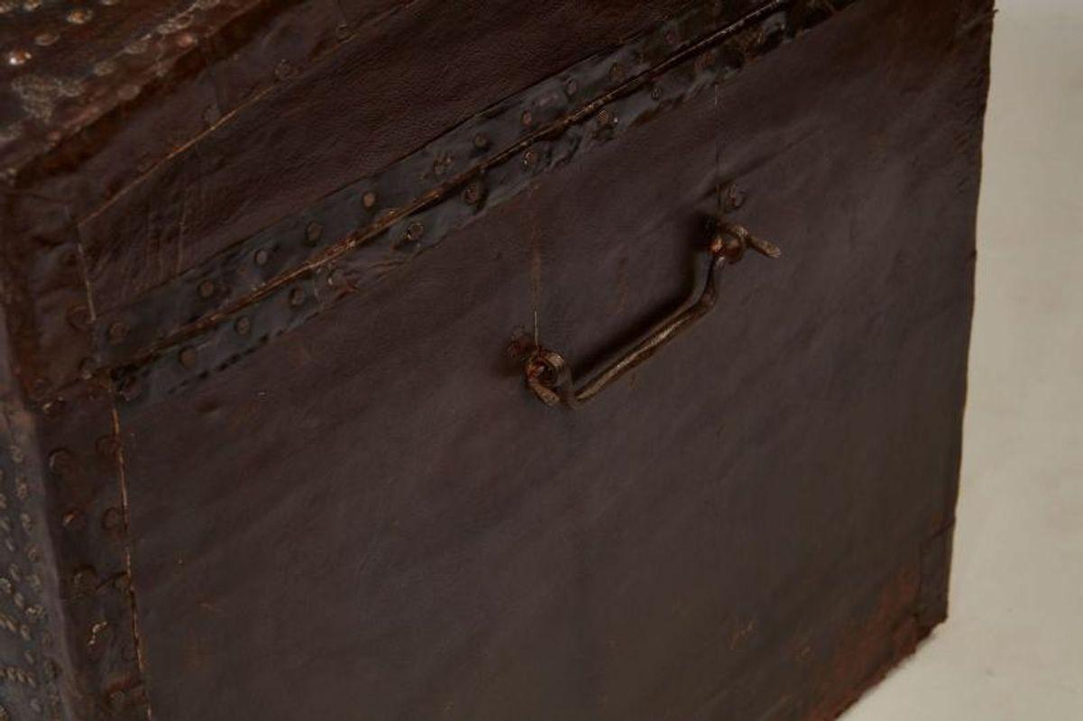 European 18th Century Studded Leather Travel Trunk