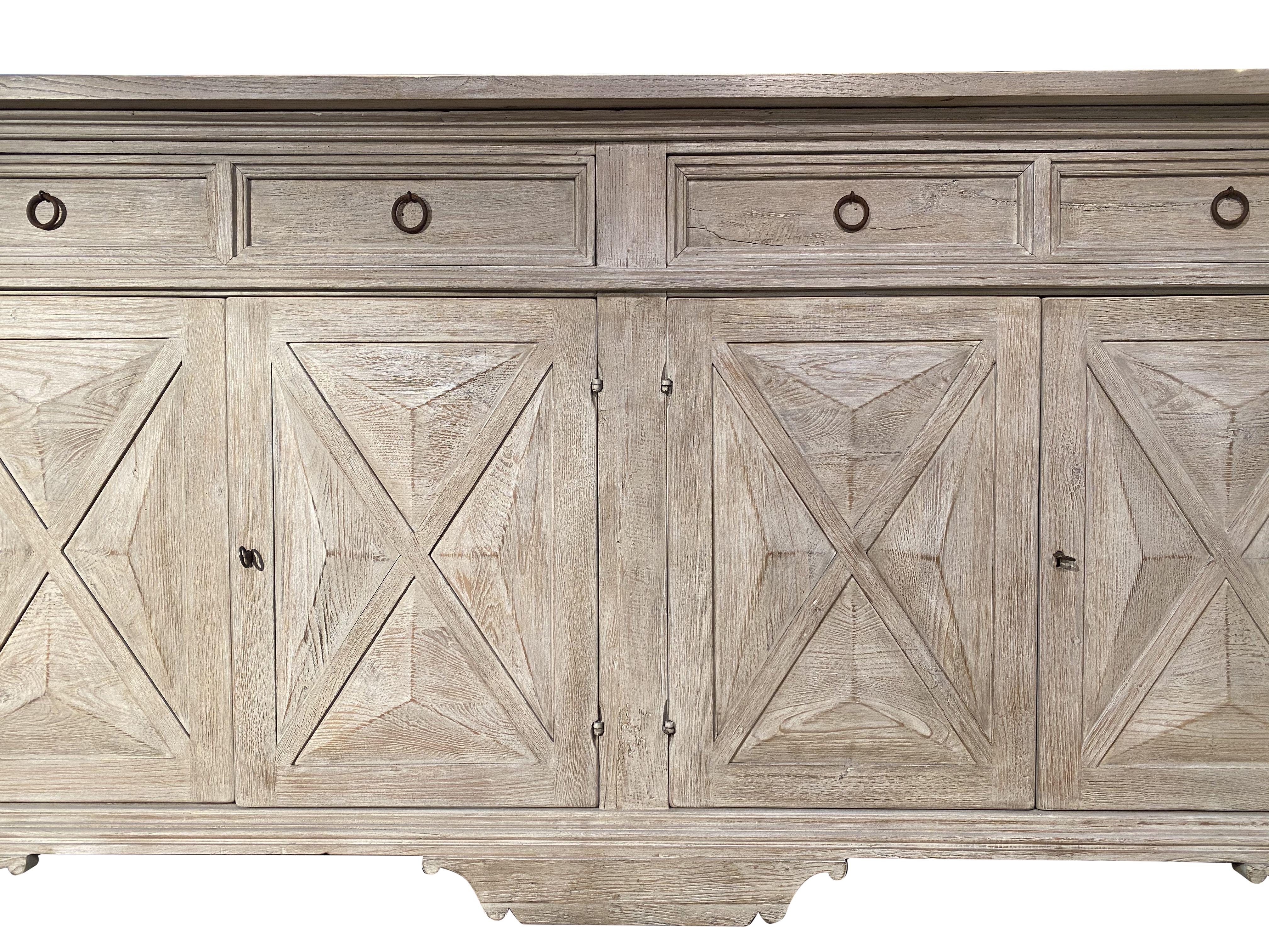 Forged 18th C Style Tuscan Italian Old Chestnut Credenza with Dolomiti brushed finish For Sale