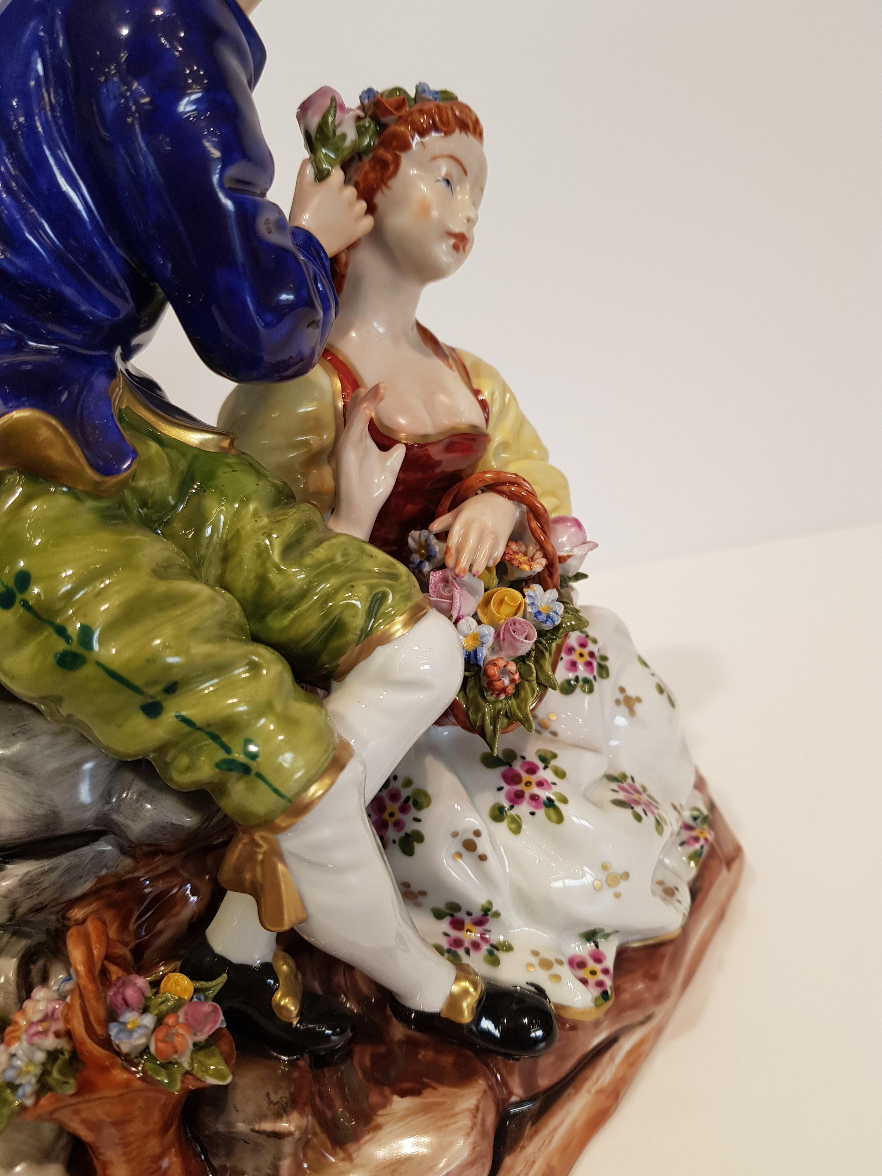 Hand-Crafted 18th Century style Capo Di Monte  Porcelain Figures 