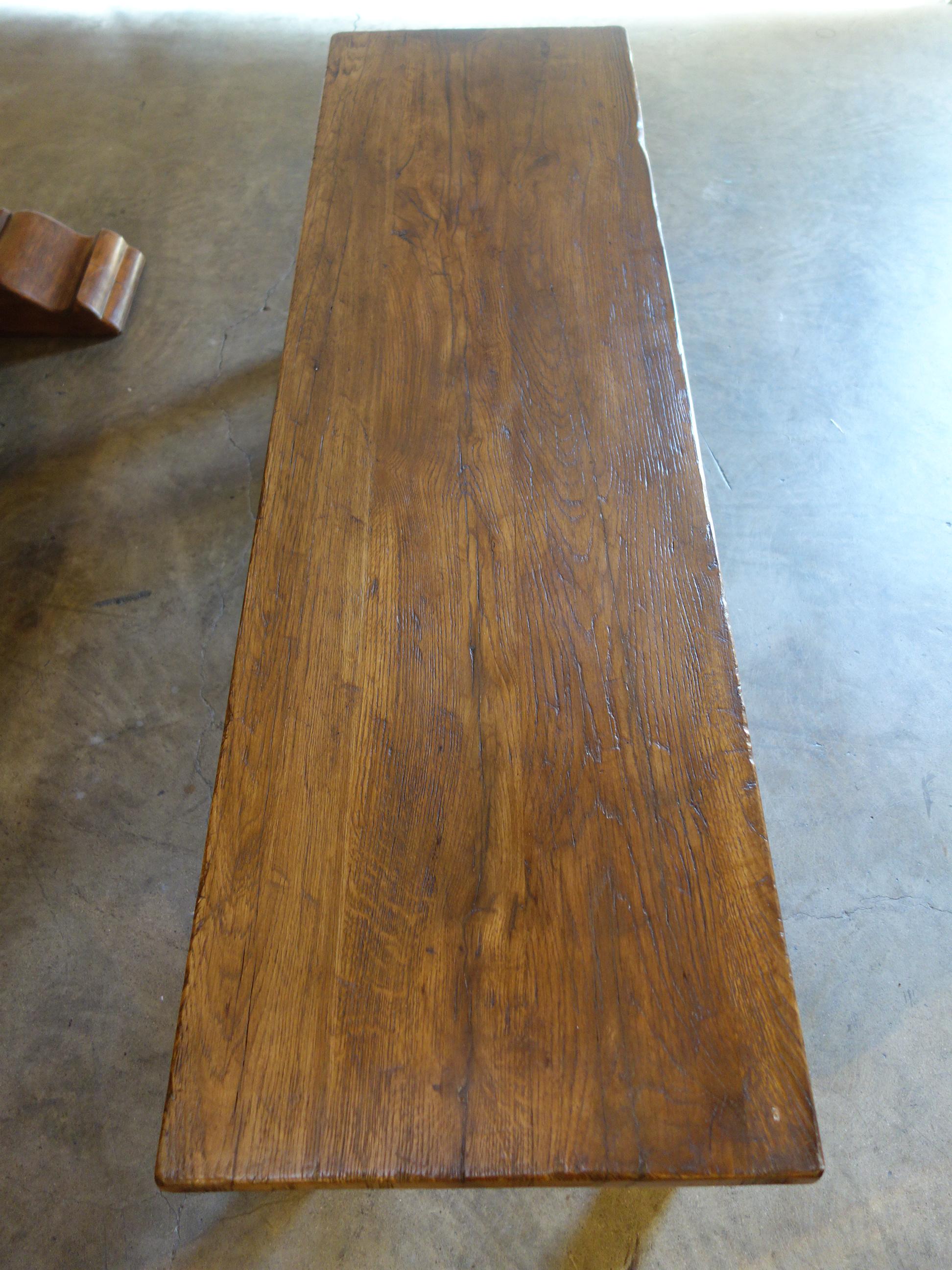 18th C Style Italian CAPRETTA Solid Old Oak Bench with finish options For Sale 8