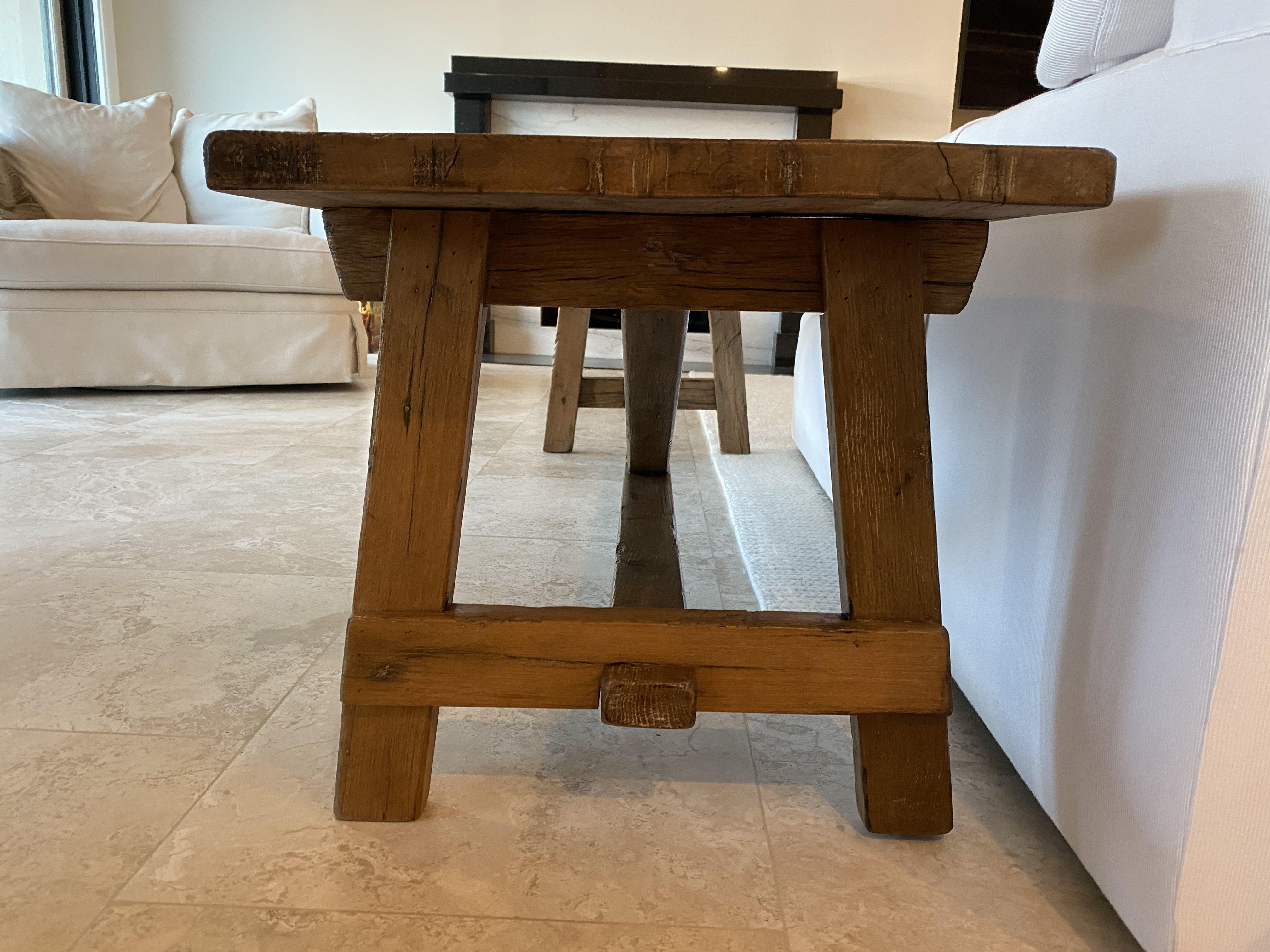 Contemporary 18th C Style Italian CAPRETTA Solid Old Oak Bench with finish options For Sale