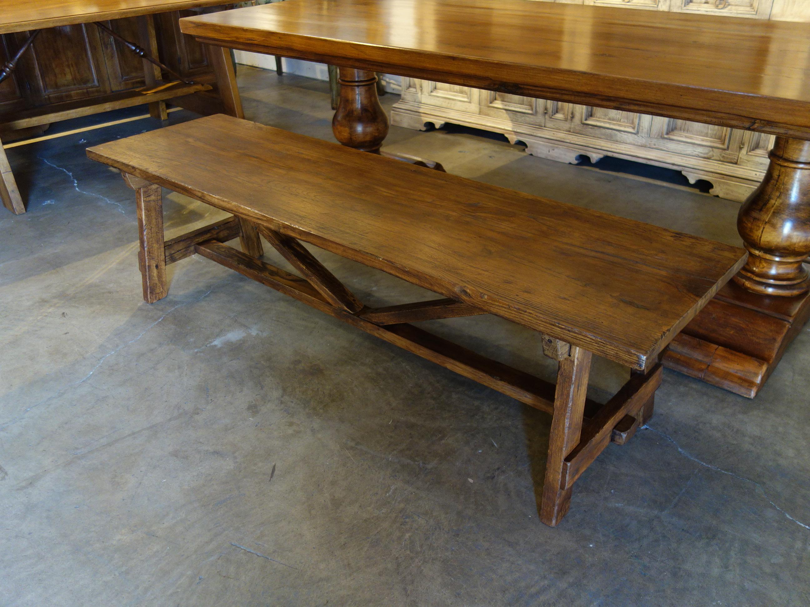 Iron 18th C Style Italian CAPRETTA Solid Old Oak Bench with finish options For Sale
