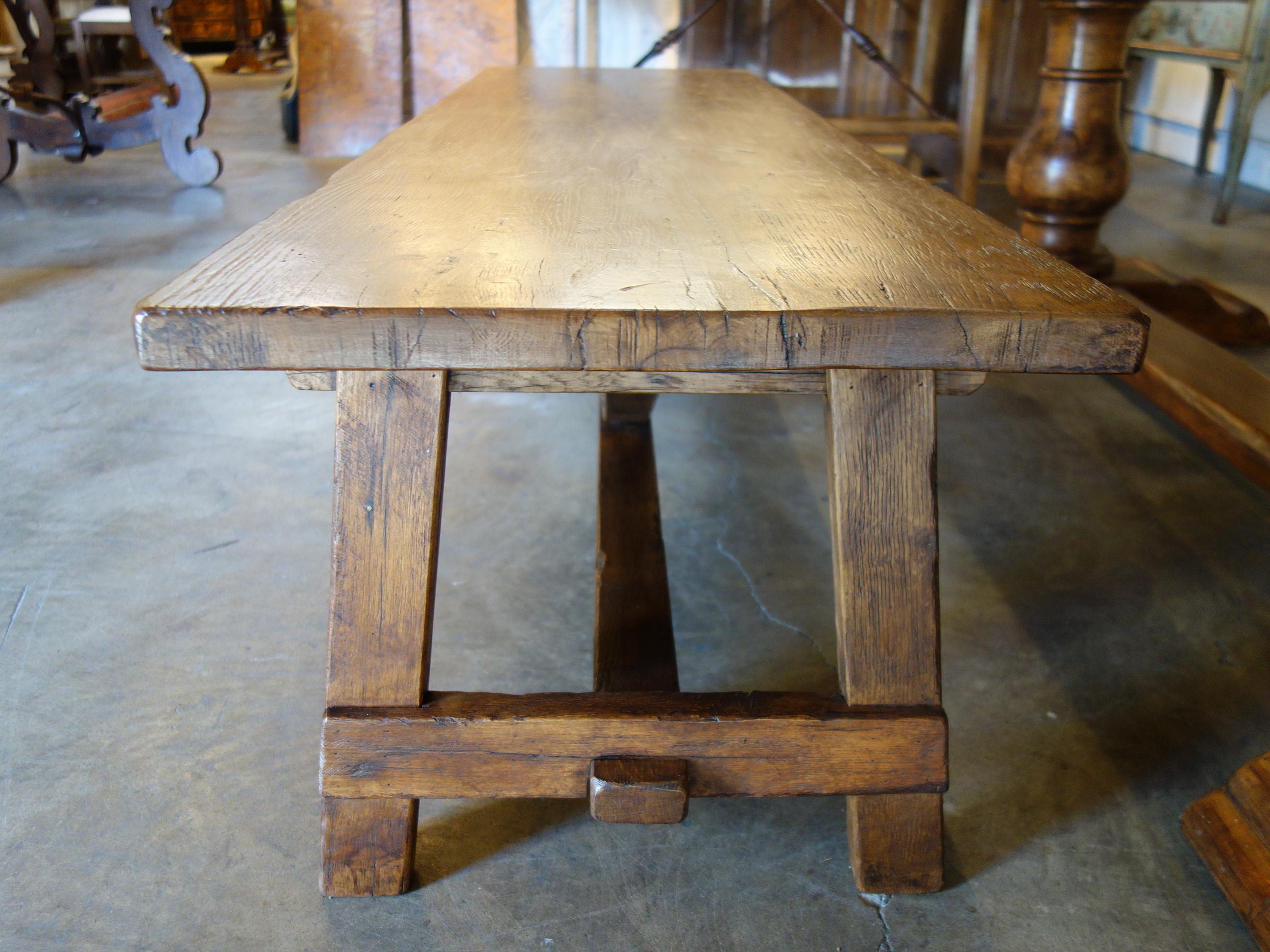 18th C Style Italian CAPRETTA Solid Old Oak Bench with finish options For Sale 2