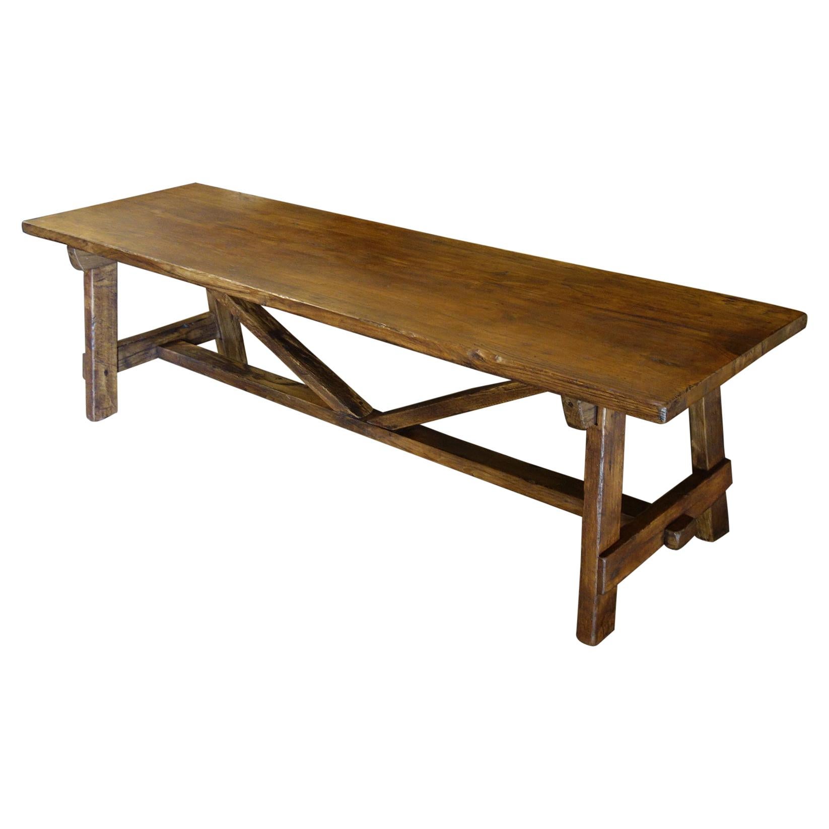 18th C Style Italian CAPRETTA Solid Old Oak Bench with finish options For Sale