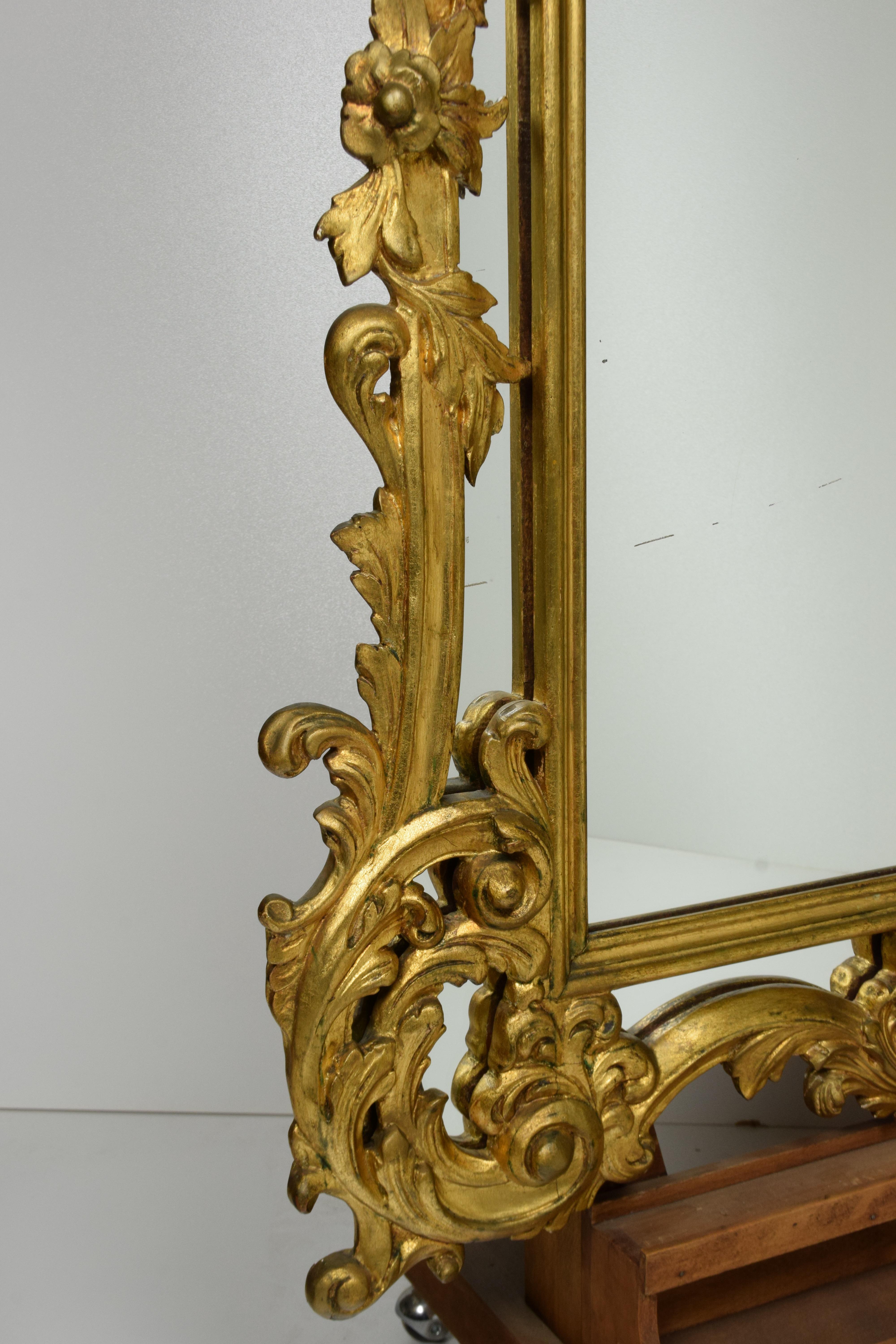 18th Century Style Carved and Gilded Wooden Mirror 1