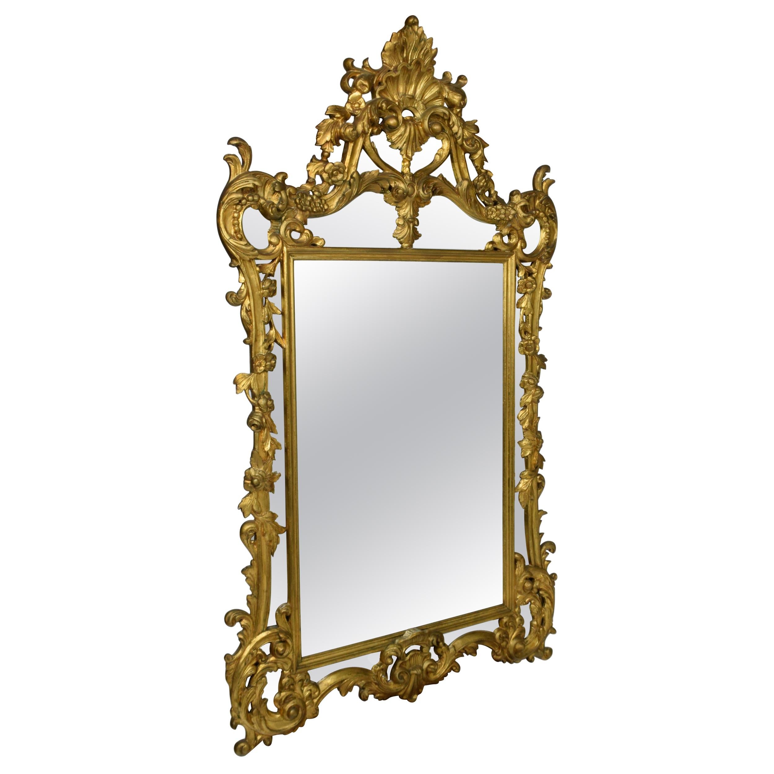 18th Century Style Carved and Gilded Wooden Mirror