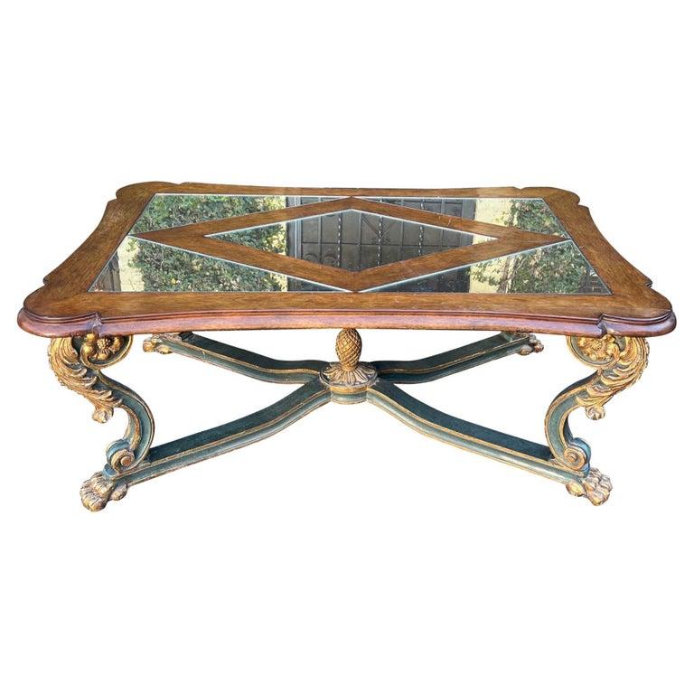 18th Century Style Carved Italian Rococo Giltwood Coffee Cocktail Table For Sale 3