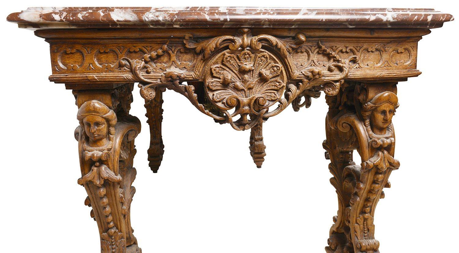 18th Century style carved Oak centre / console table. For Sale 2