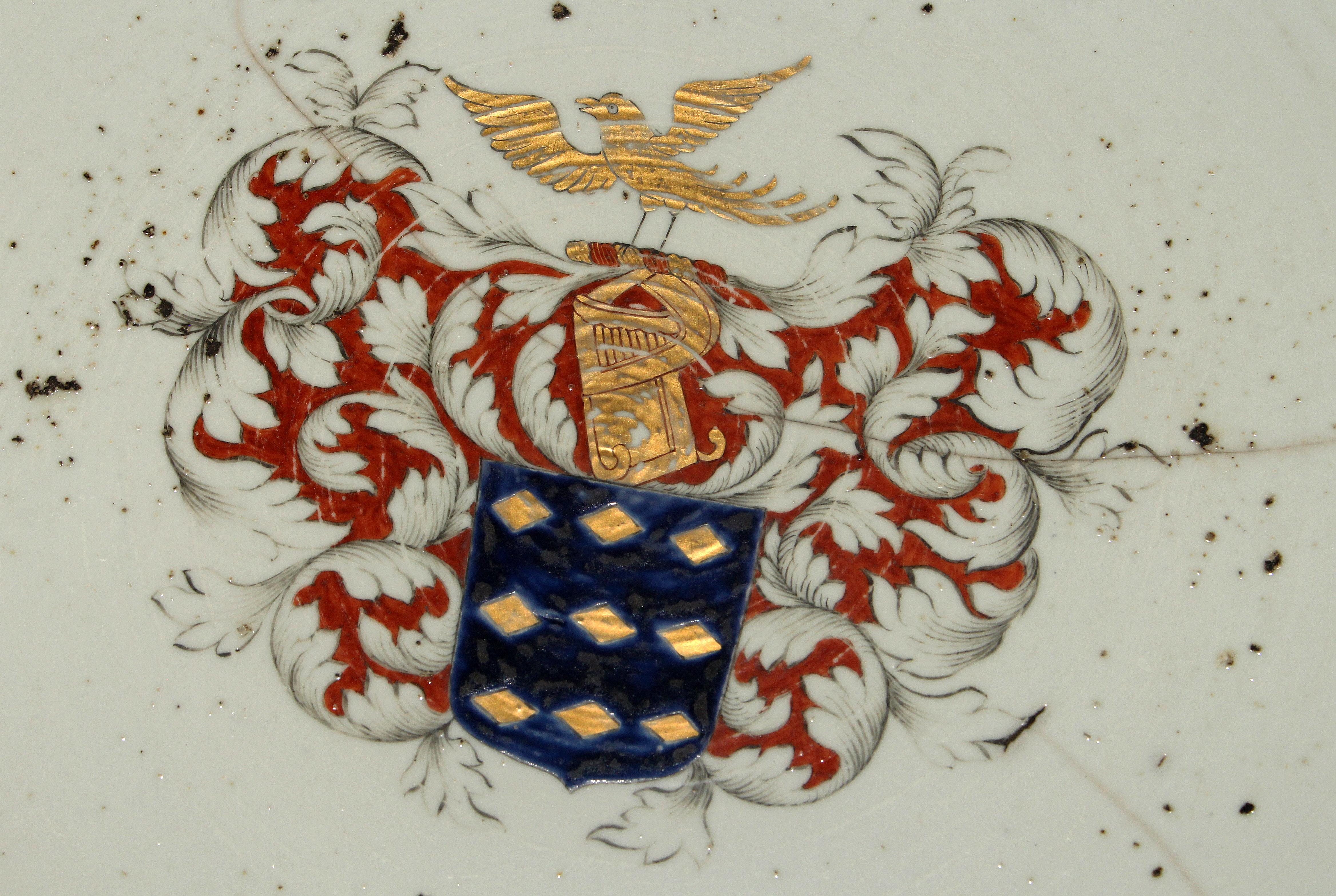 20th Century 18th Century Style Chinese Export Armorial Chop Plate For Sale