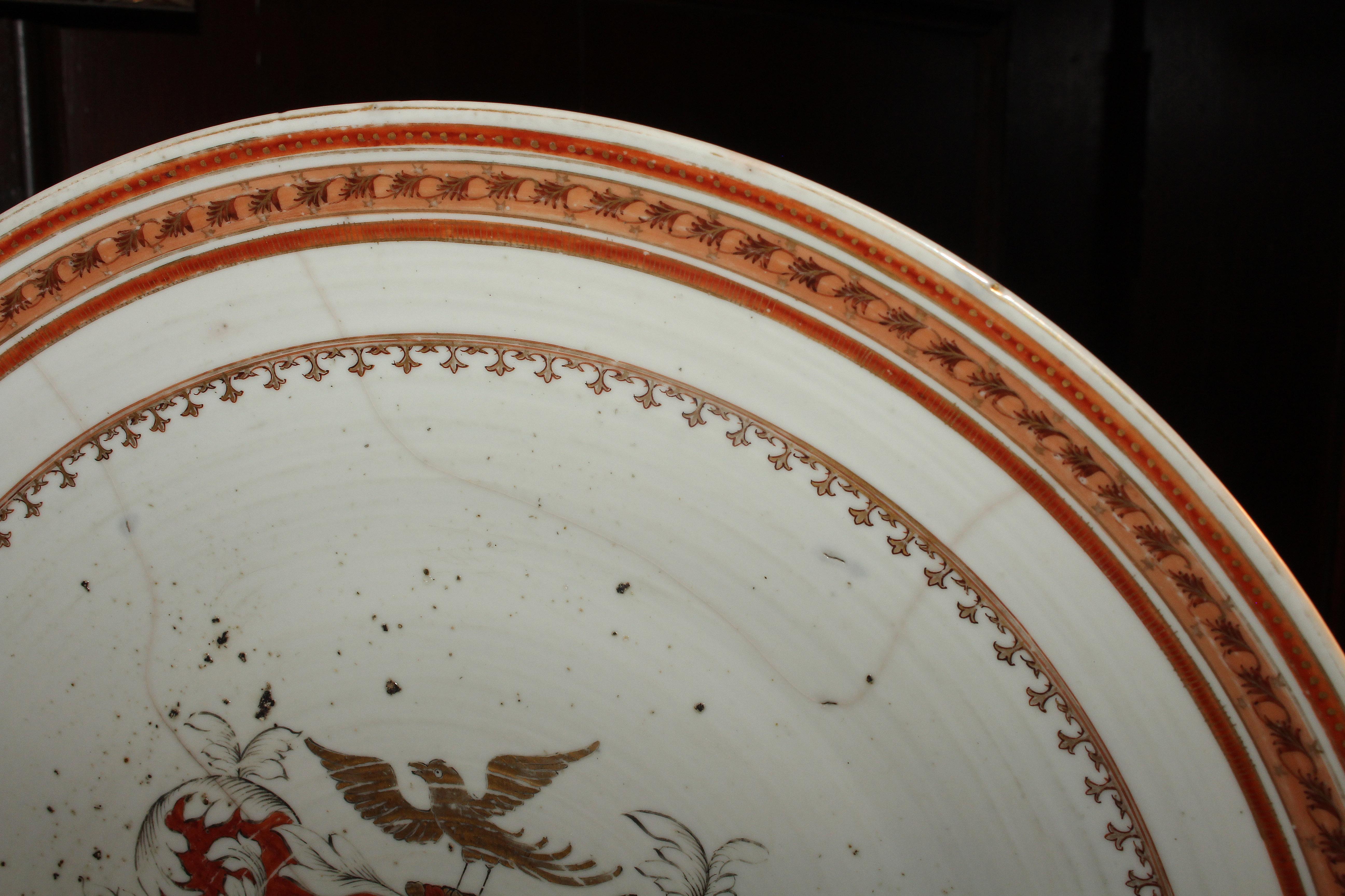 18th Century Style Chinese Export Armorial Chop Plate For Sale 1