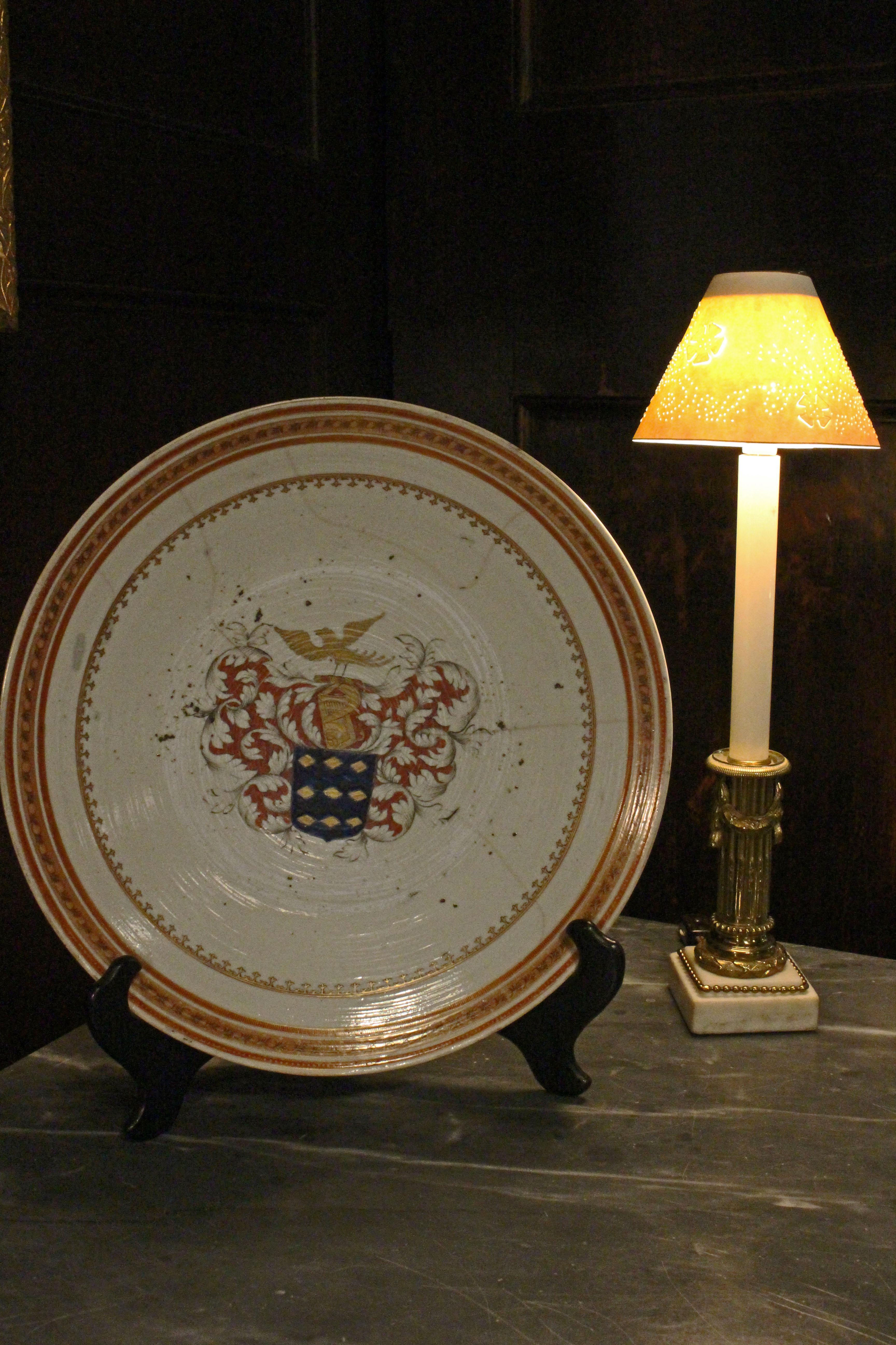 18th Century Style Chinese Export Armorial Chop Plate For Sale 3