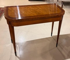 18th Century Style Console Games Table Banded with Green Leather Top, English