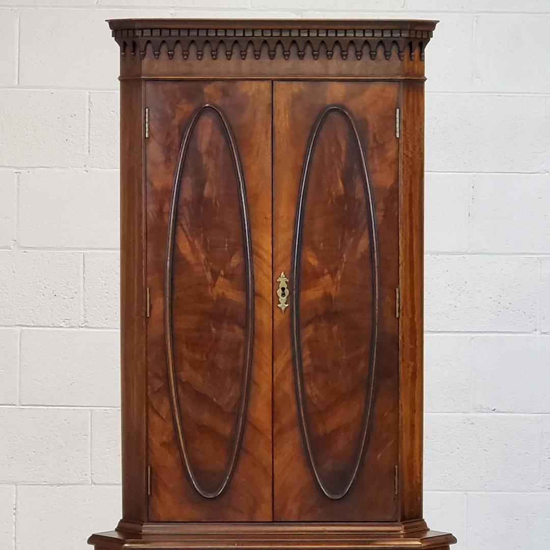 18th Century Style Corner Cabinet, English, Mahogany Wood Doors 1