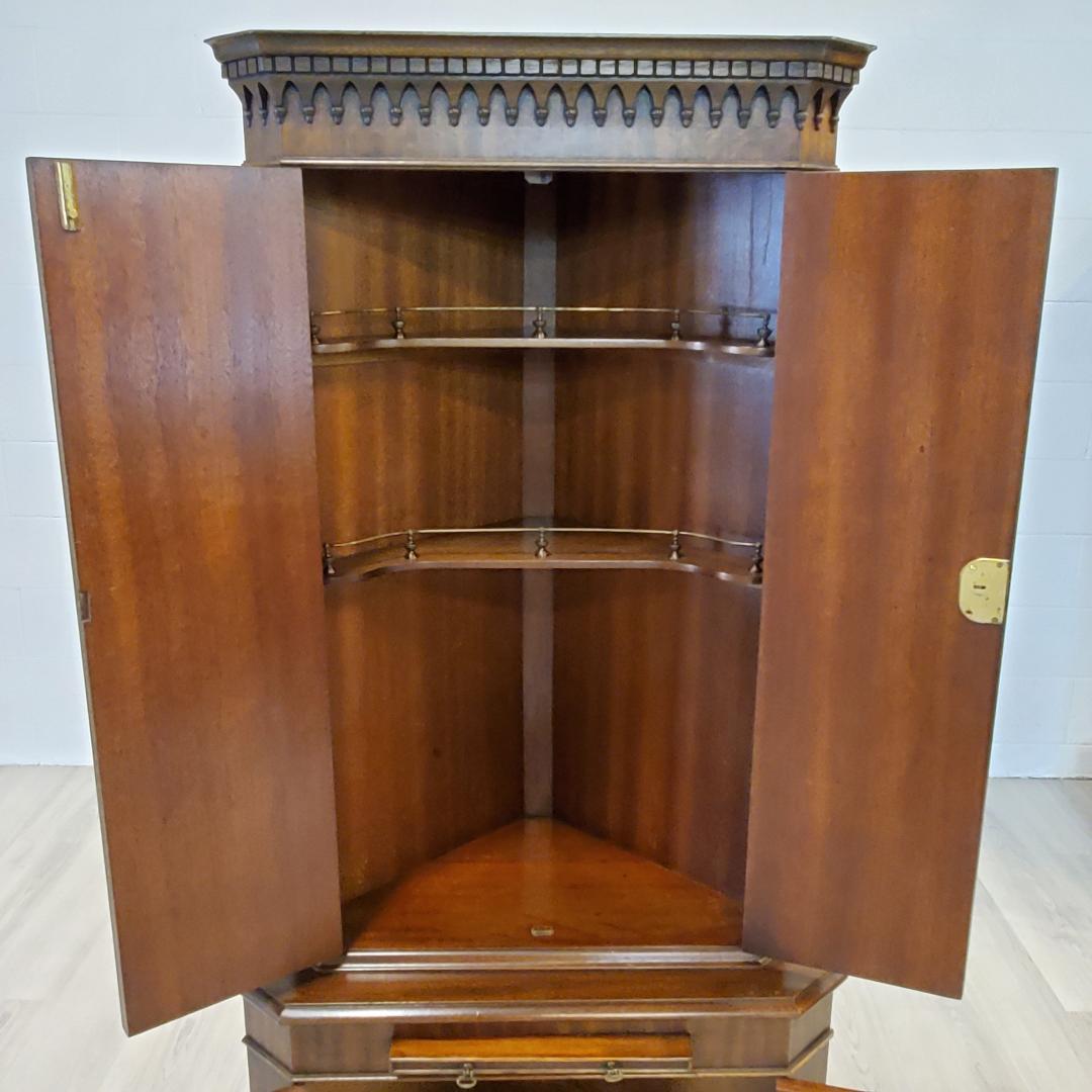 18th Century Style Corner Cabinet, English, Mahogany Wood Doors 2