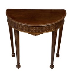 18th Century Style Demi Lune Console Table with Carved Detail