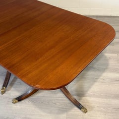 18th Century Style Double Pedestal Dining Table, English Made