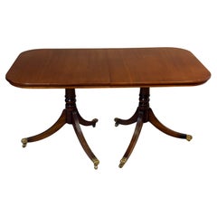 18th Century Style Double Pedestal Dining Table, English Made