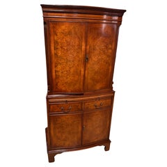 Vintage 18th Century Style Drinks Cabinet, Walnut, Walnut Burr English