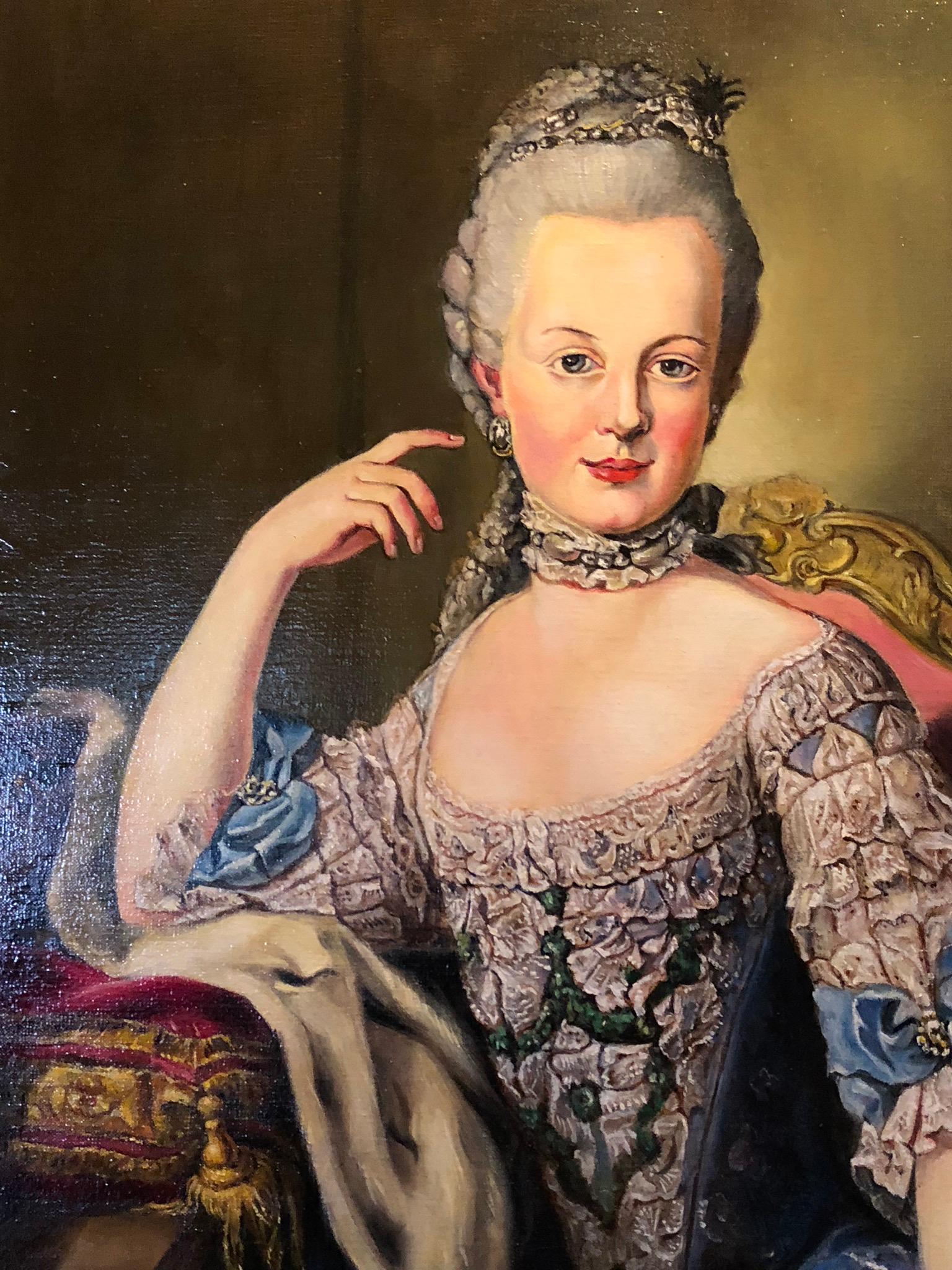 Painted 18th Century Style Engagement Portrait of Archduchess Maria Antonia of Austria  For Sale