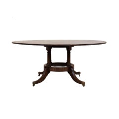 18th Century Style, English Dining Table, Round Sheraton Style on Pedestal Base