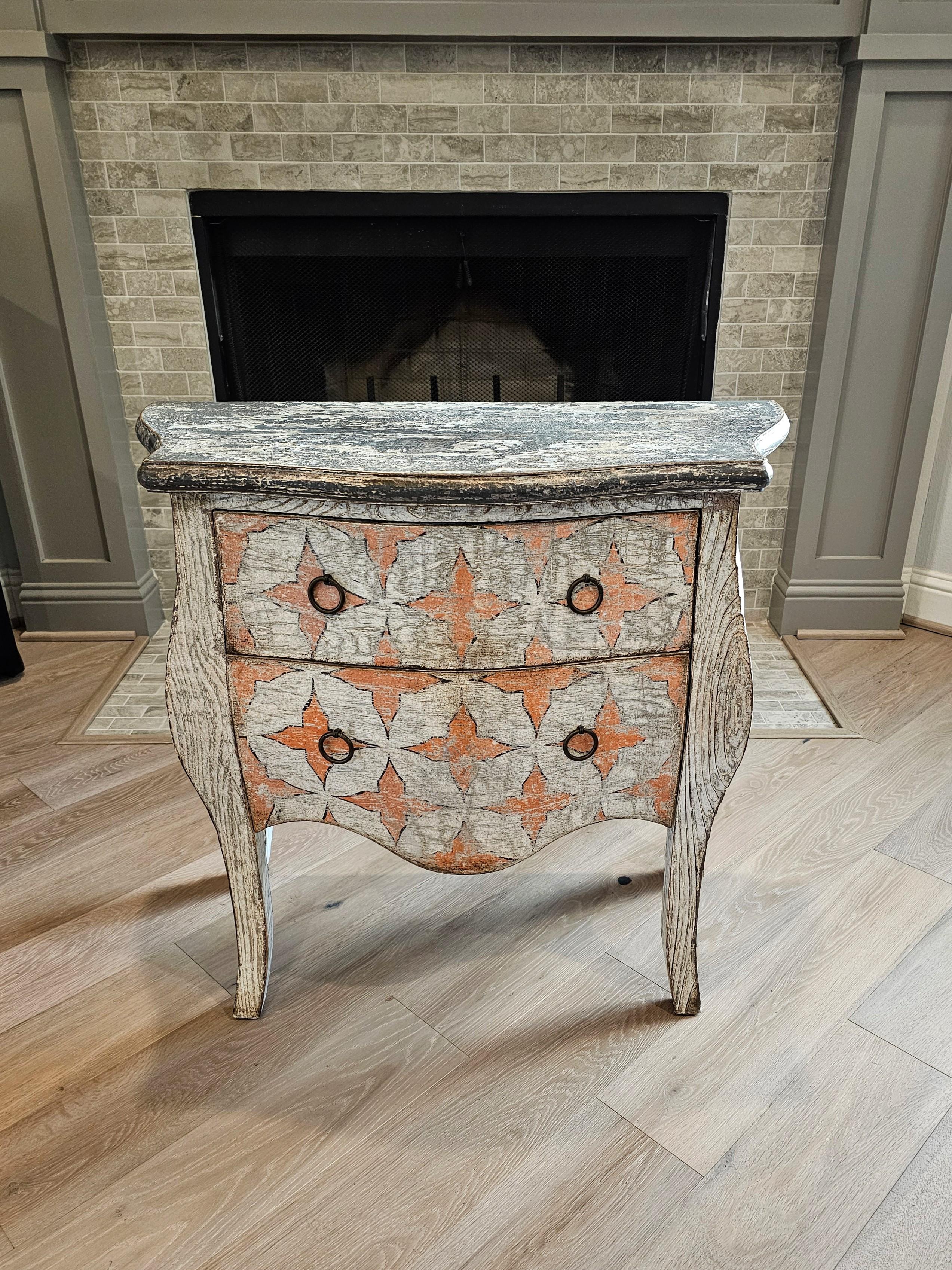 18th Century Style French Louis XV Bombe Cerused Oak Chest of Drawers Nightstand For Sale 8