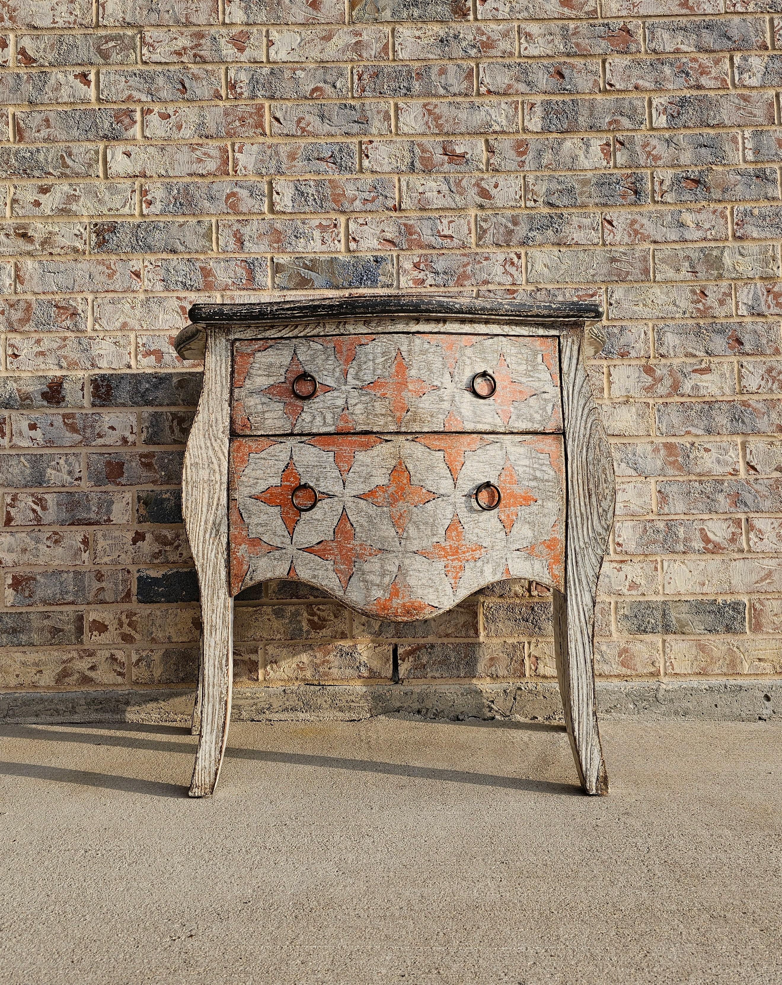 18th Century Style French Louis XV Bombe Cerused Oak Chest of Drawers Nightstand For Sale 9