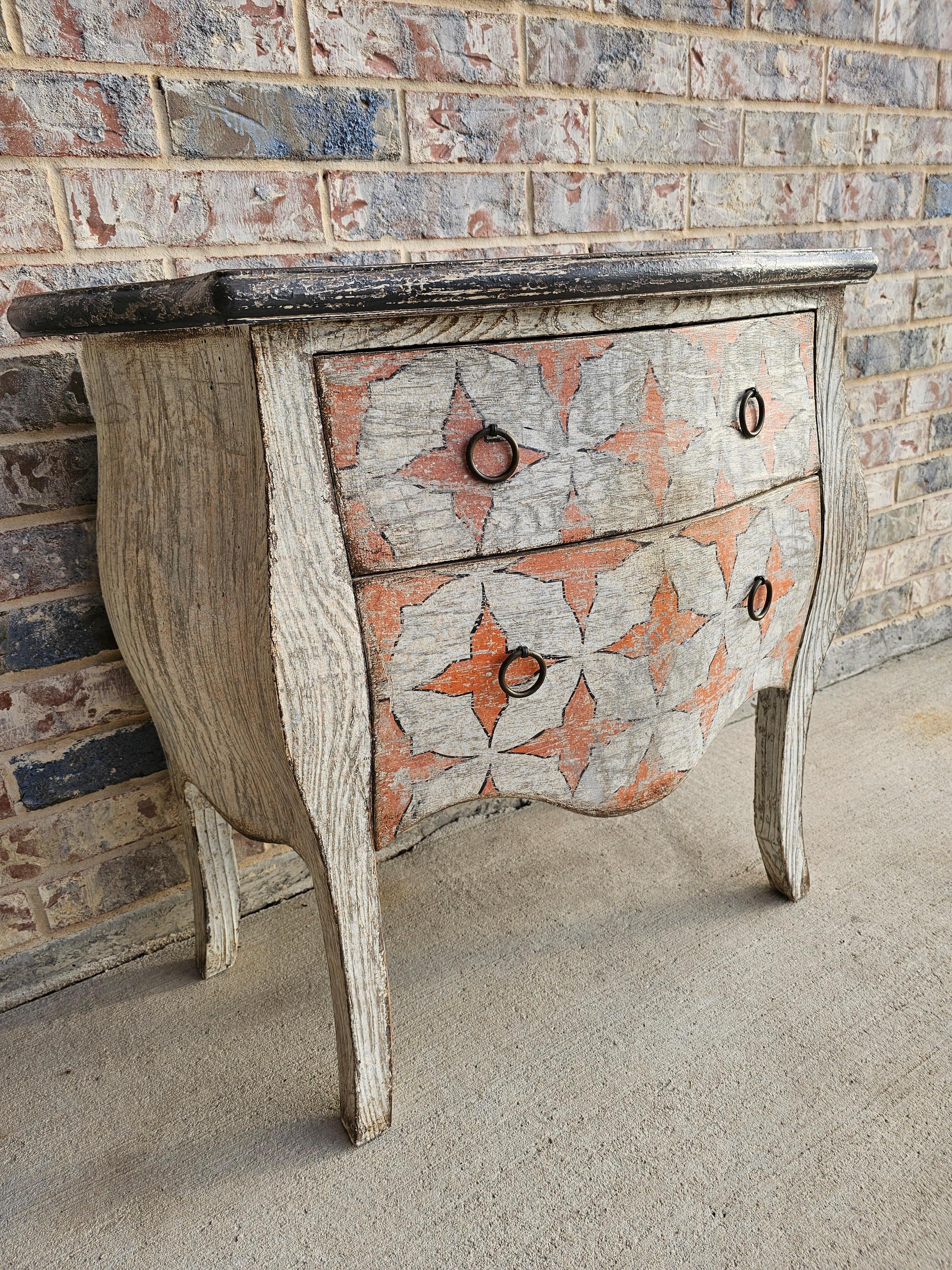 18th Century Style French Louis XV Bombe Cerused Oak Chest of Drawers Nightstand For Sale 10