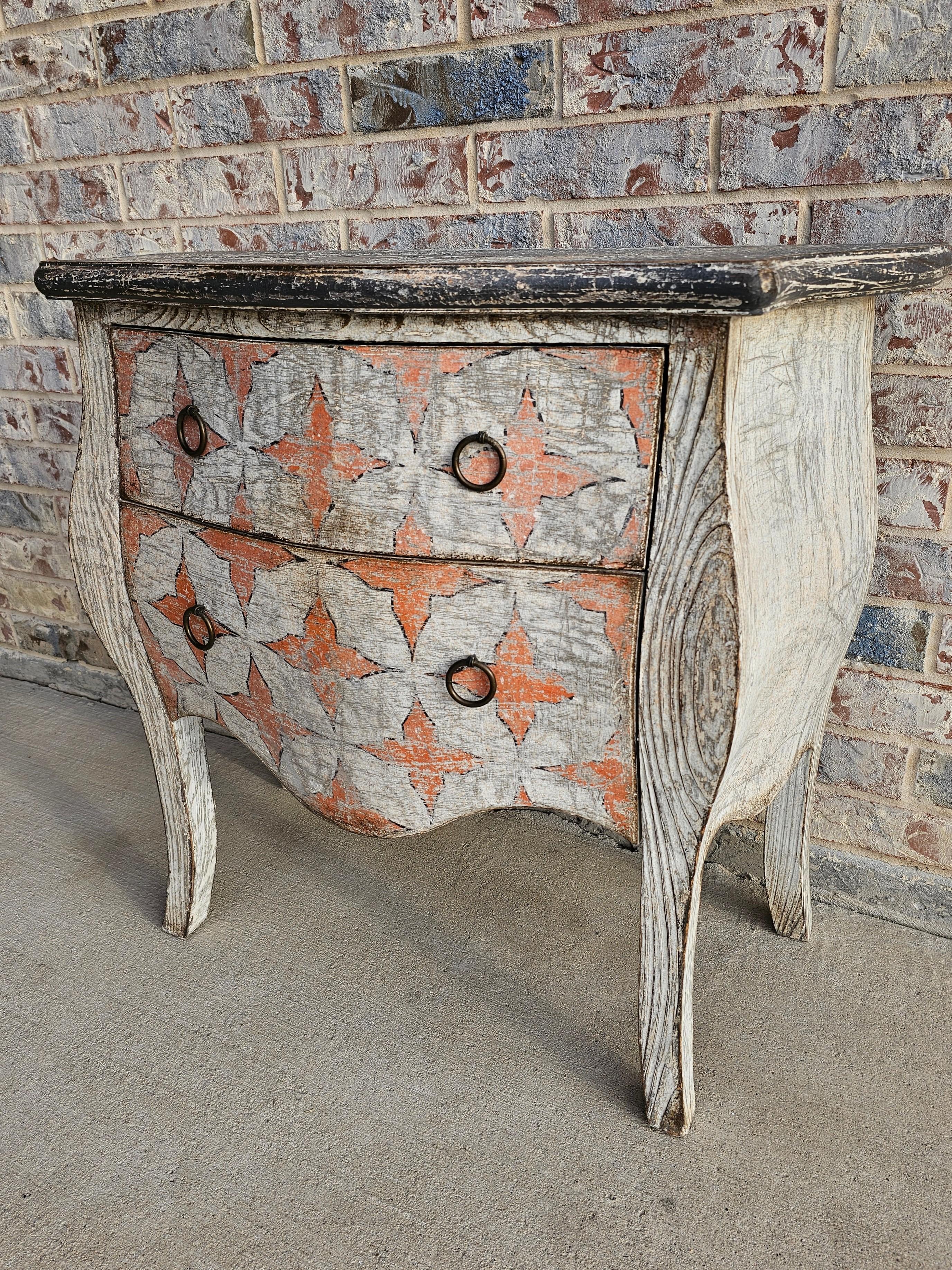 18th Century Style French Louis XV Bombe Cerused Oak Chest of Drawers Nightstand For Sale 11