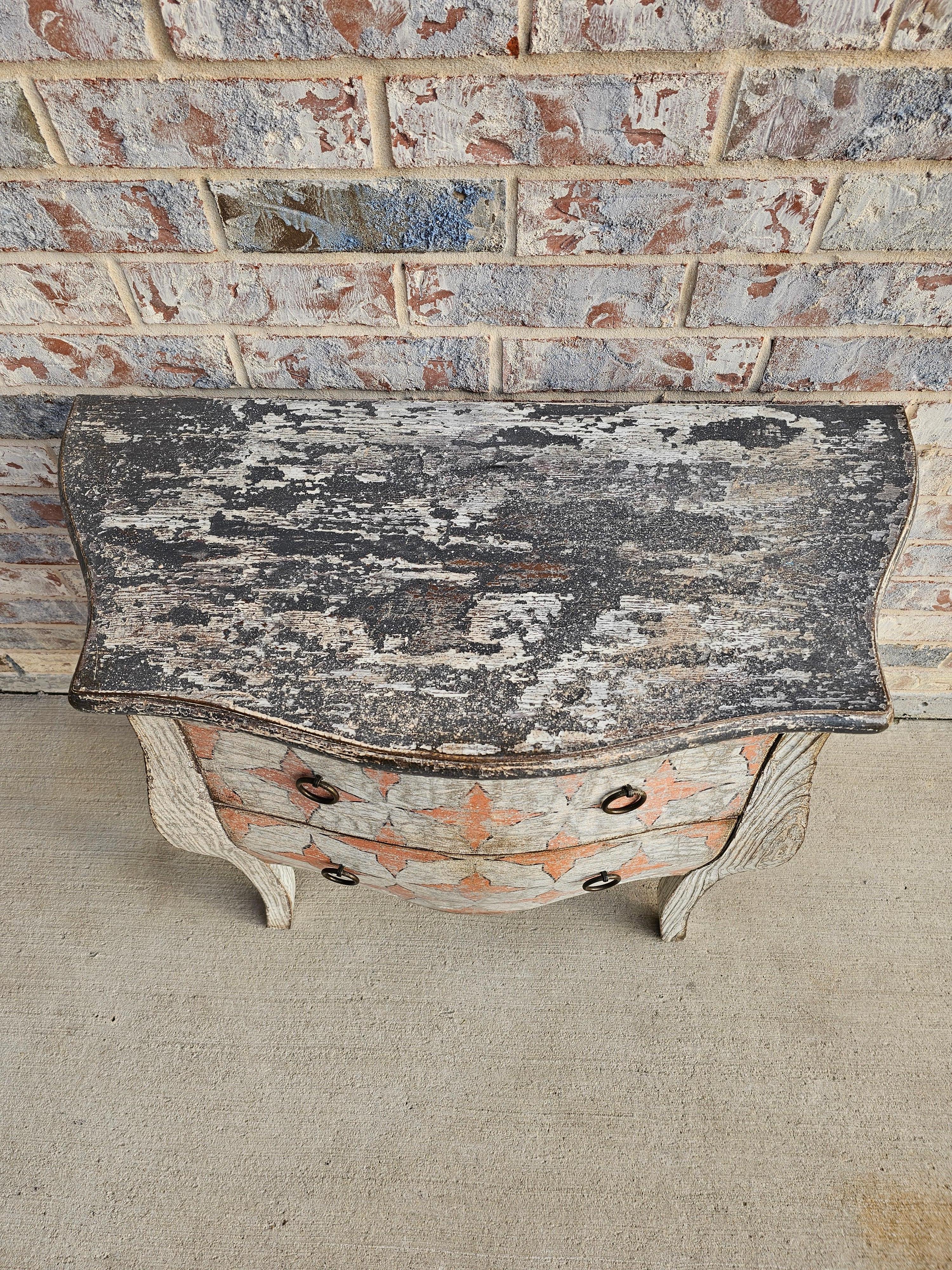18th Century Style French Louis XV Bombe Cerused Oak Chest of Drawers Nightstand For Sale 12