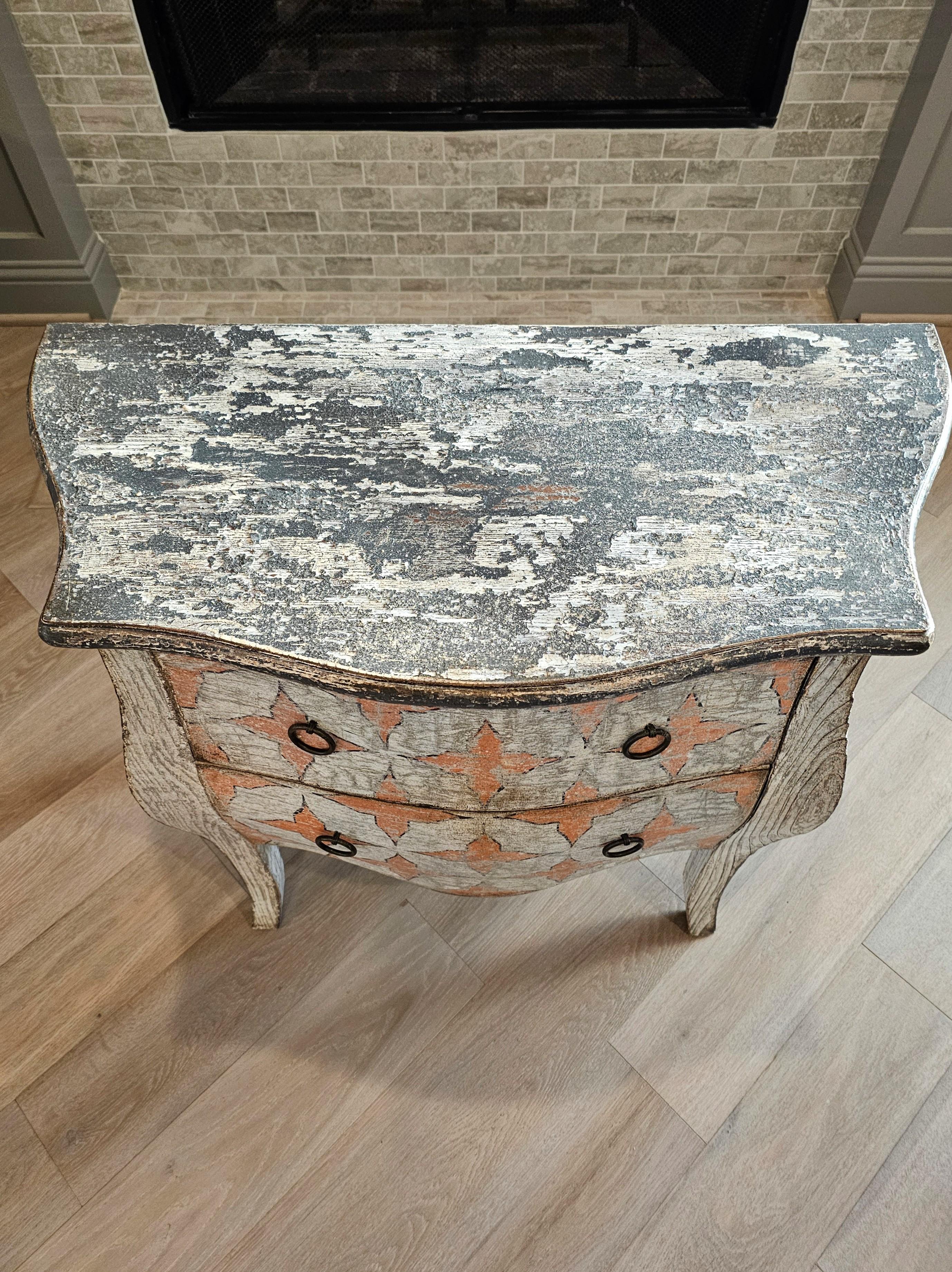 18th Century Style French Louis XV Bombe Cerused Oak Chest of Drawers Nightstand For Sale 2