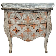 18th Century Style French Louis XV Bombe Cerused Oak Chest of Drawers Nightstand