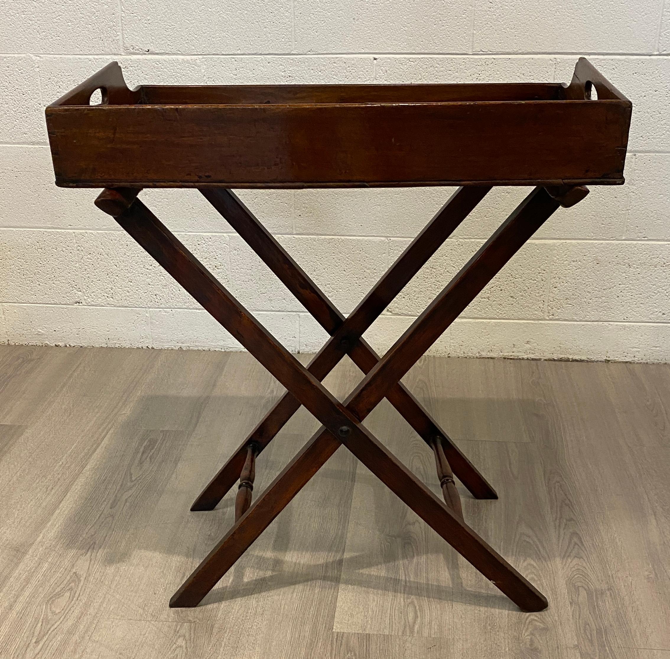 English 18th Century Style Georgian Butlers Tray Serving Table Folding                