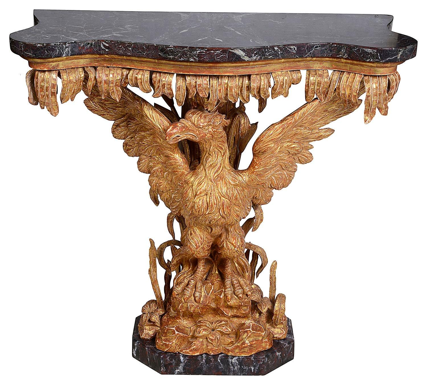 Georgian 18th Century style gilt wood Eagle console tables For Sale