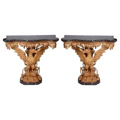18th Century style gilt wood Eagle console tables