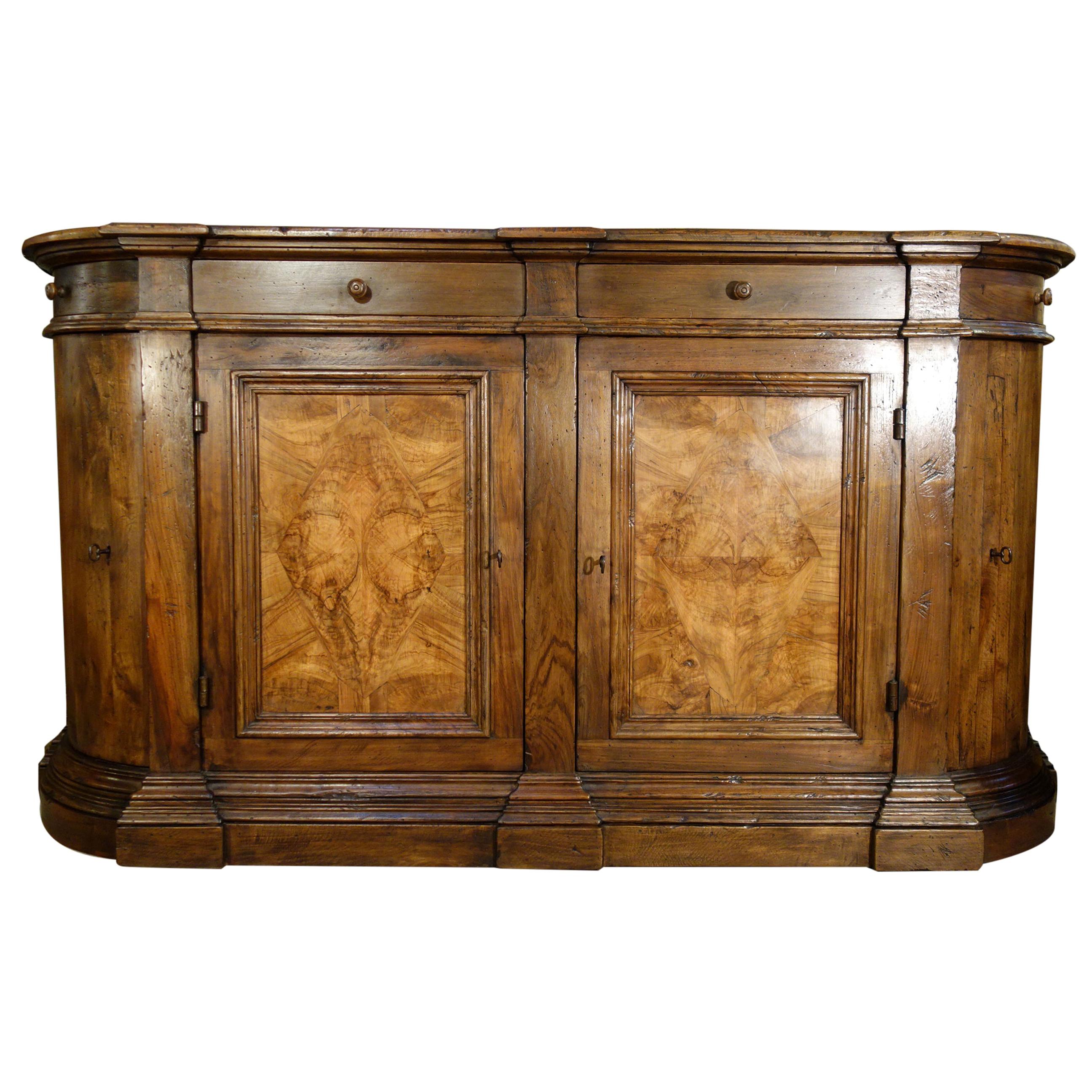 18th C Style Italian BOMBATA RADICA Handcrafted Italian Walnut Credenza In Stock