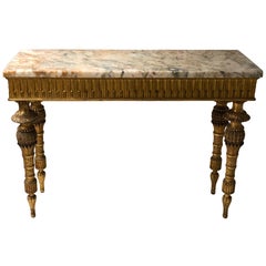 18th Century Style Italian Carved Giltwood and Brechia Marble Console Table