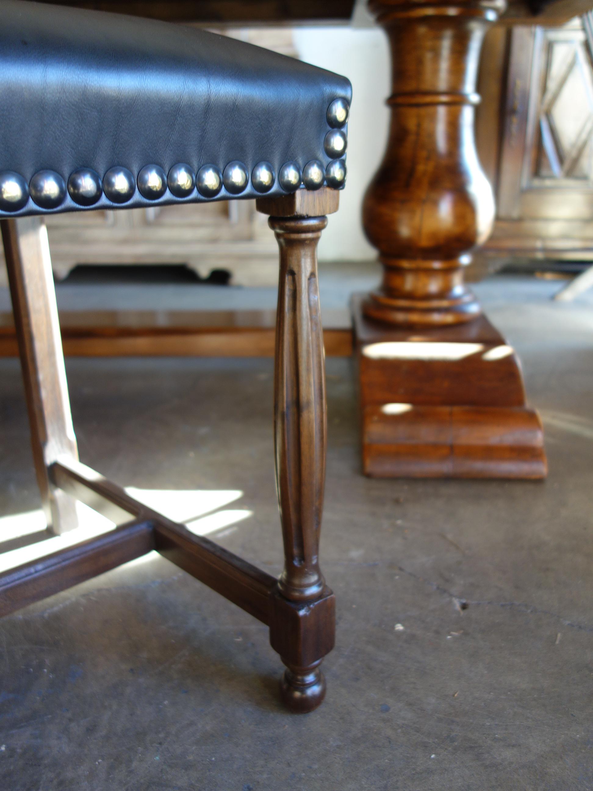 18th Century Style Italian BELLA Carved Solid Walnut Side Chair Leather to order For Sale 6