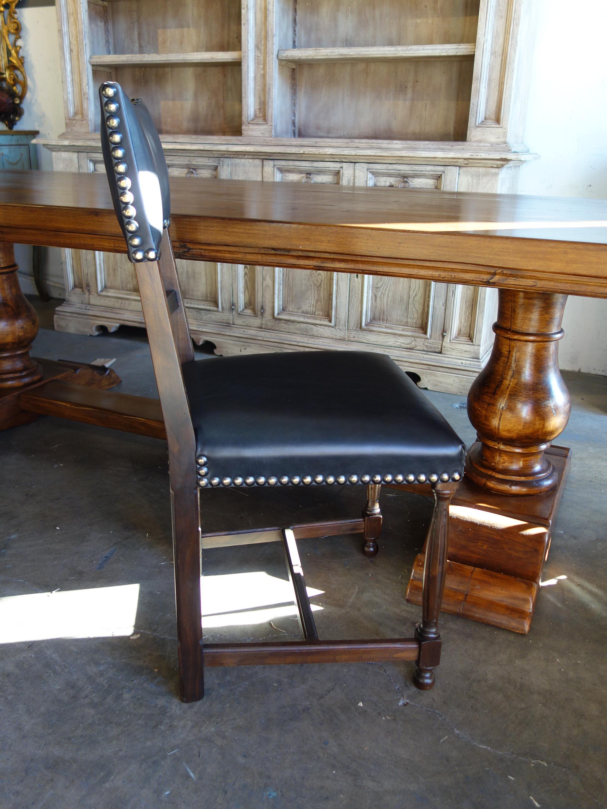 18th Century Style Italian BELLA Carved Solid Walnut Side Chair Leather to order For Sale 1